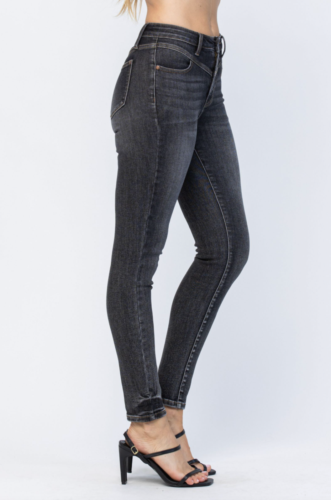Judy Blue Vintage Black Yoke Skinny Jeans