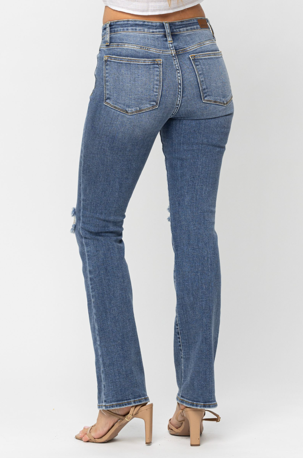 Judy Blue Knee Destroyed Bootcut Jeans