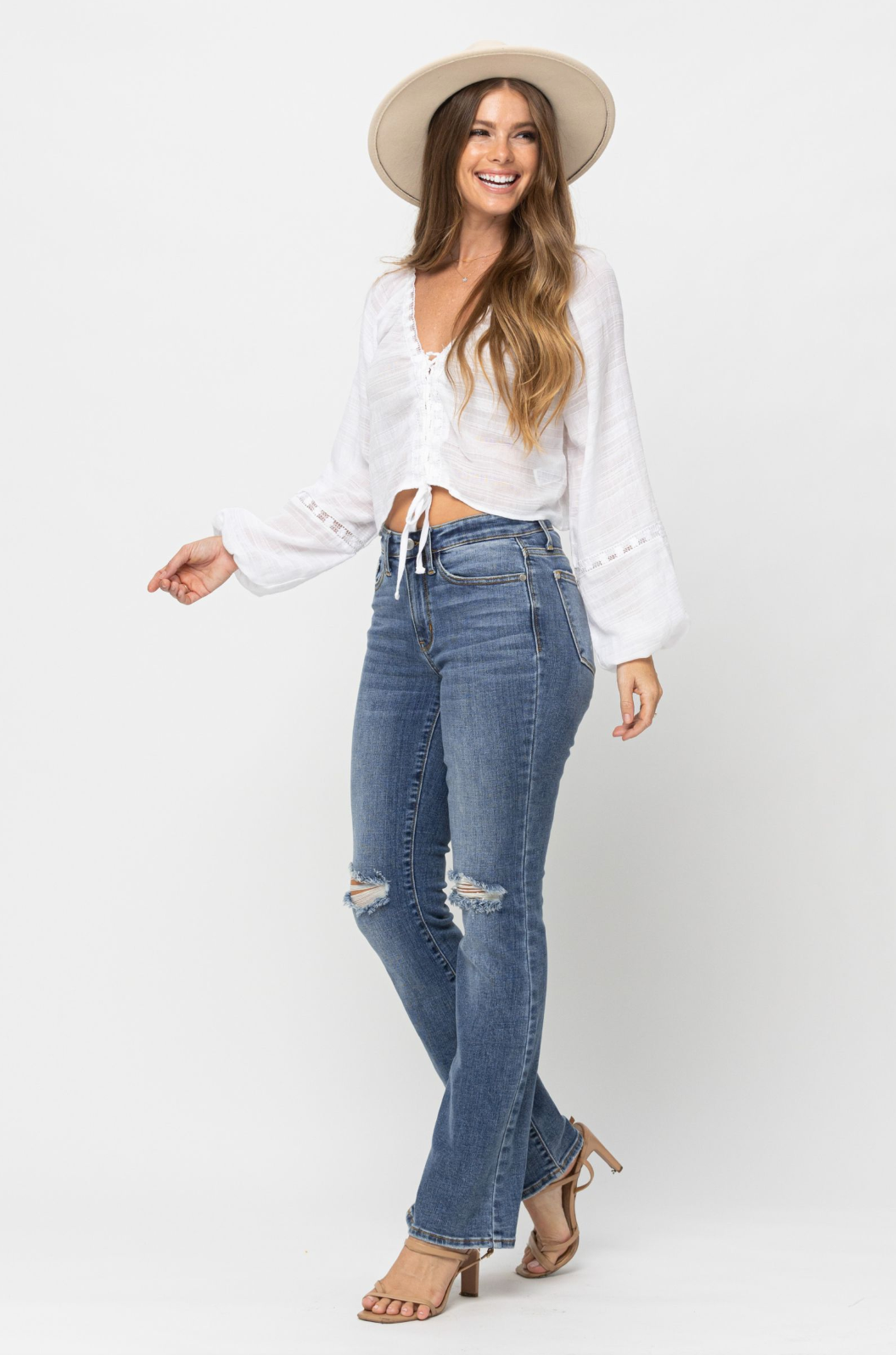 Judy Blue Knee Destroyed Bootcut Jeans