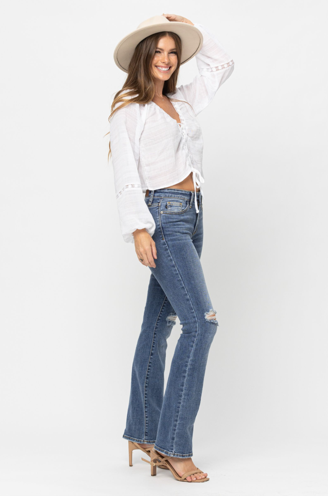 Judy Blue Knee Destroyed Bootcut Jeans