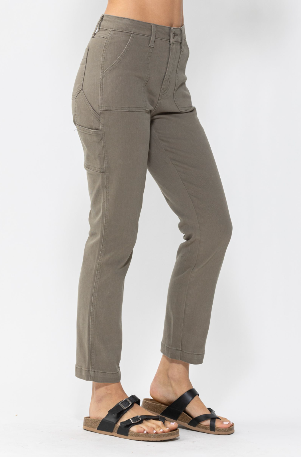 Judy Blue Olive Girlfriend Utility Pants