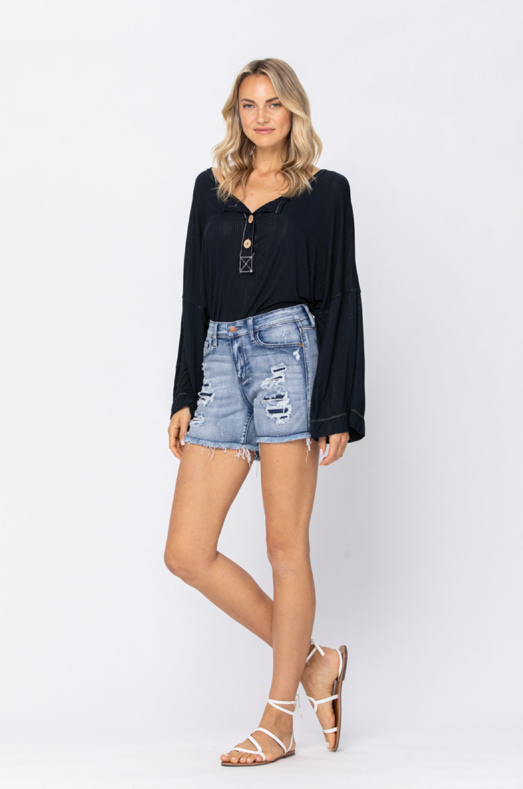Judy Blue Patch + Wash-Out Shorts