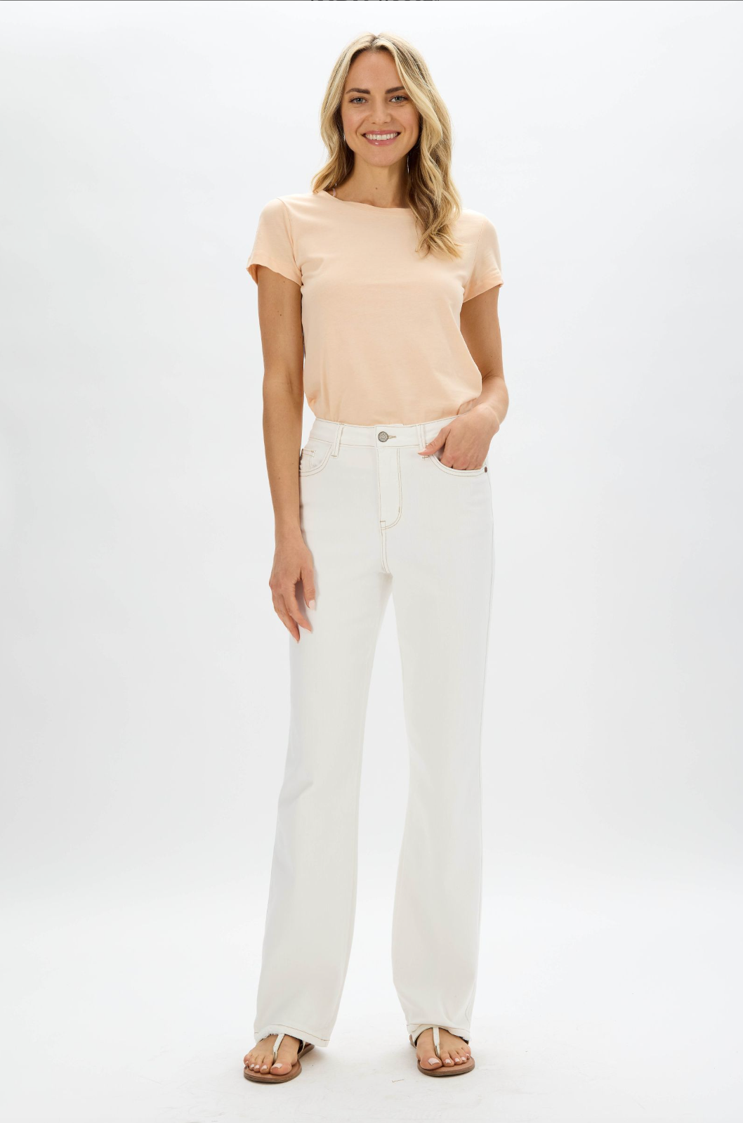 Judy Blue Ecru Straight Leg Jeans