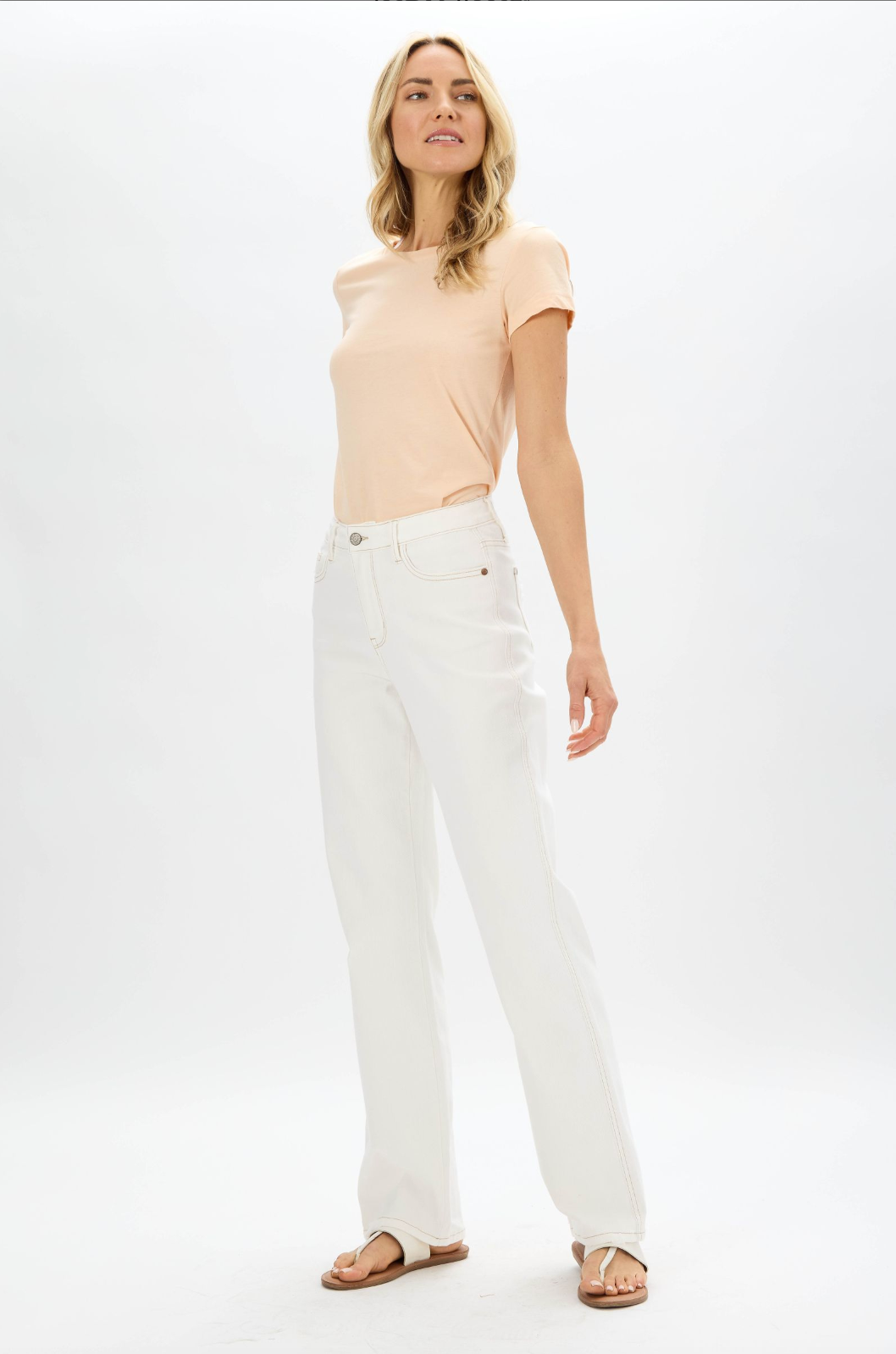 Judy Blue Ecru Straight Leg Jeans