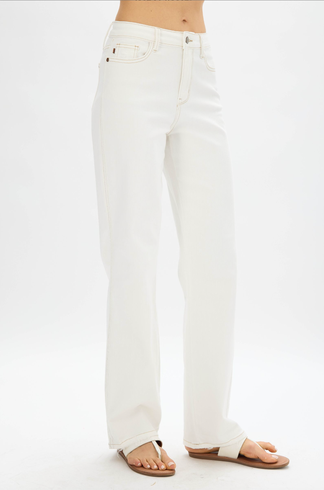 Judy Blue Ecru Straight Leg Jeans