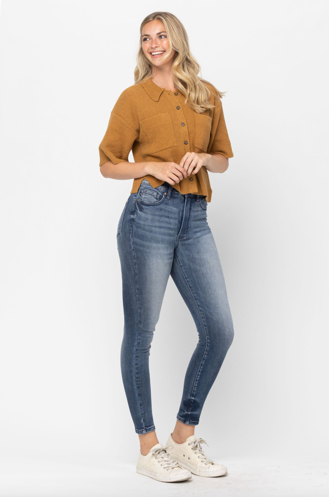 Judy Blue Tummy Control Skinny Jeans - Contrast Wash