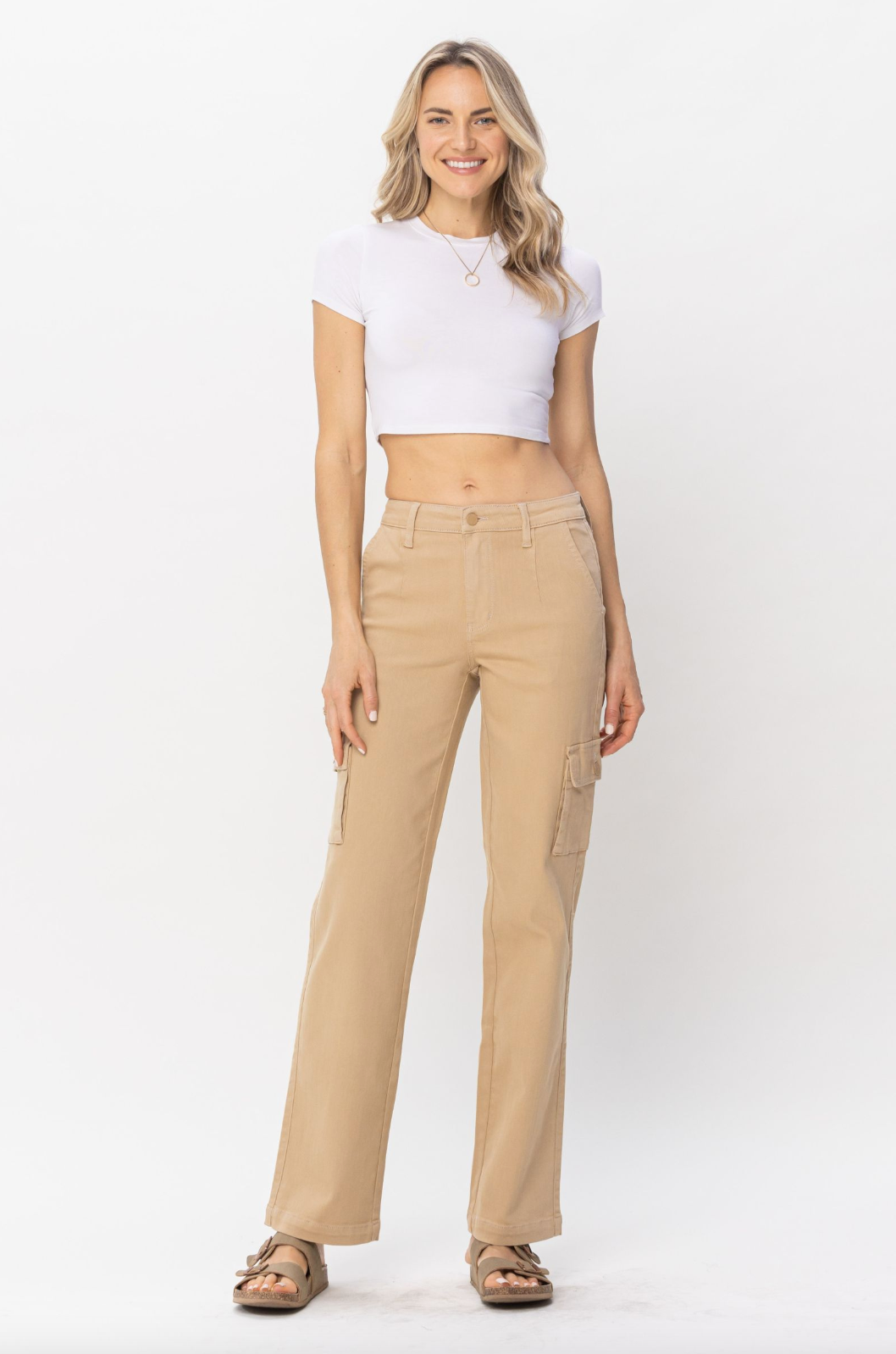 Judy Blue Khaki Cargo Straight Leg Pants
