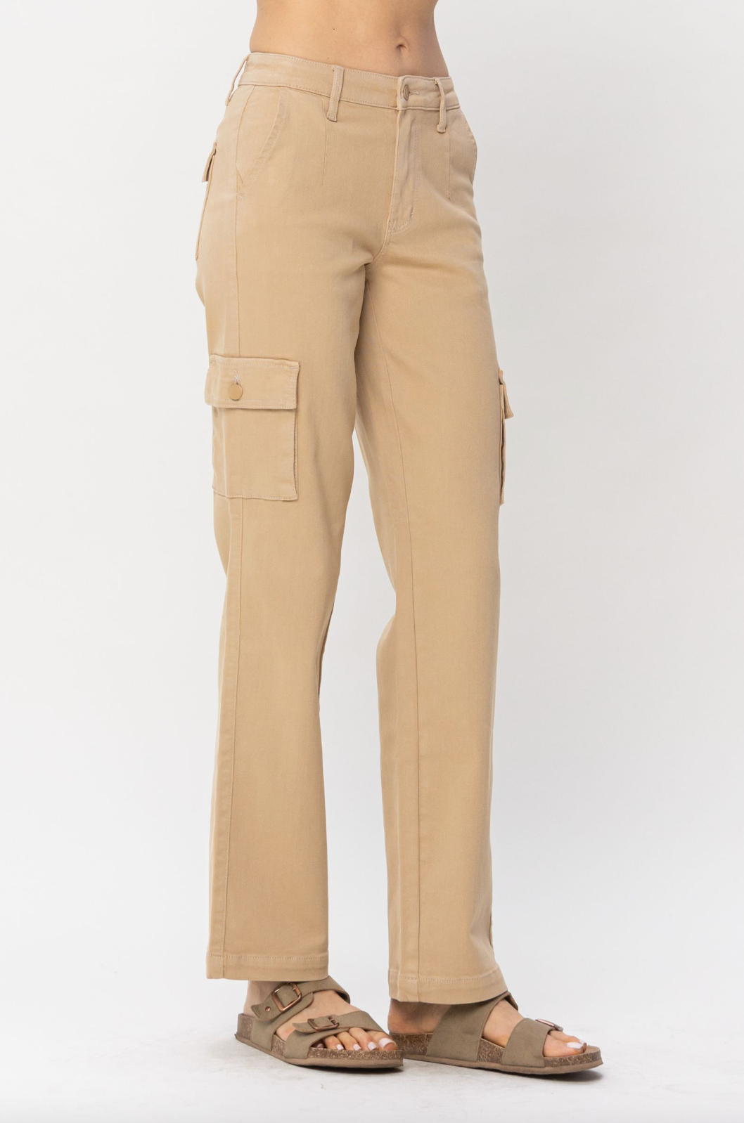 Judy Blue Khaki Cargo Straight Leg Pants