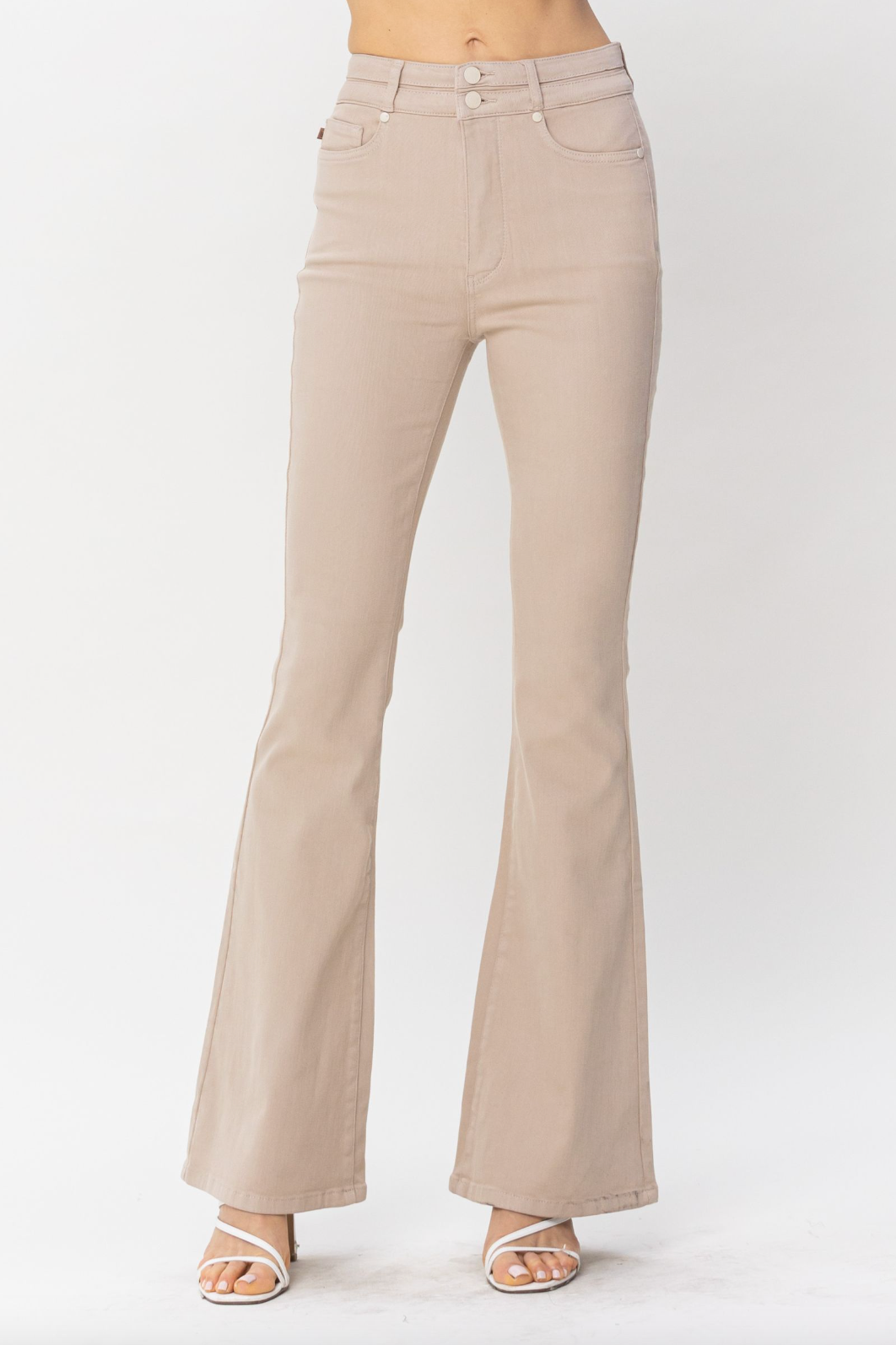 Judy Blue High Waisted Control Top Khaki Flare Jeans – Salty Chic Boutique