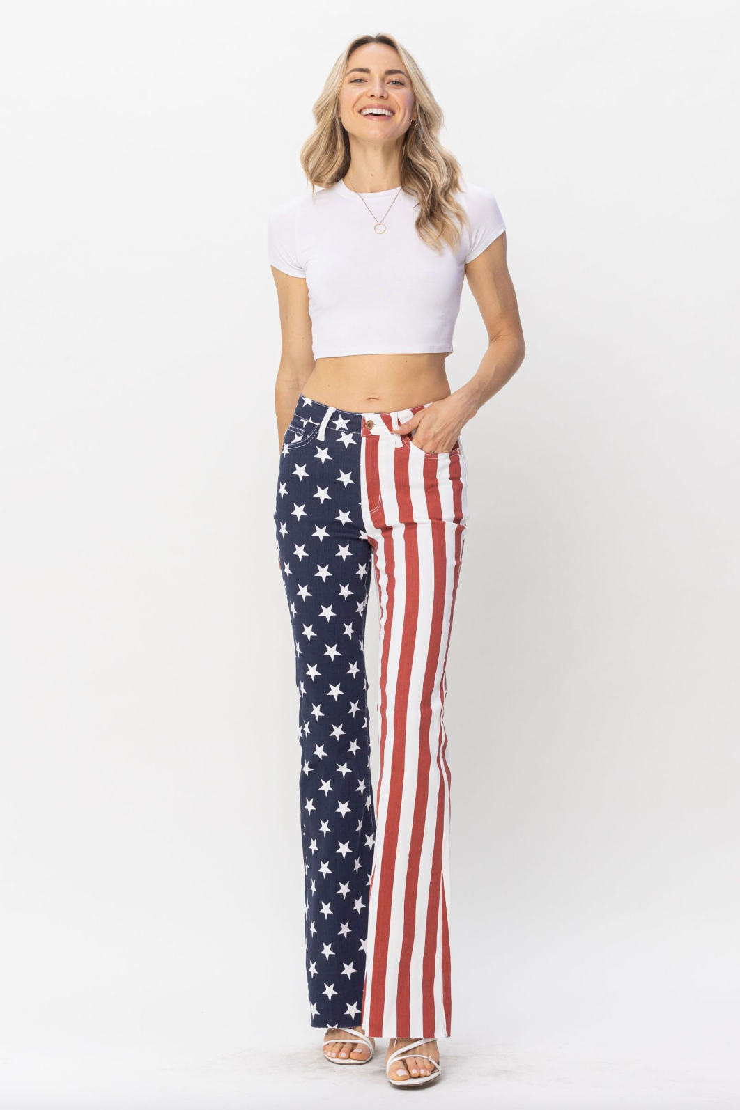 Judy Blue American Flag Print Flare Jeans