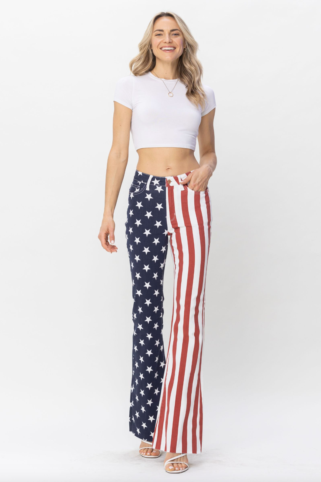 Judy Blue American Flag Print Flare Jeans