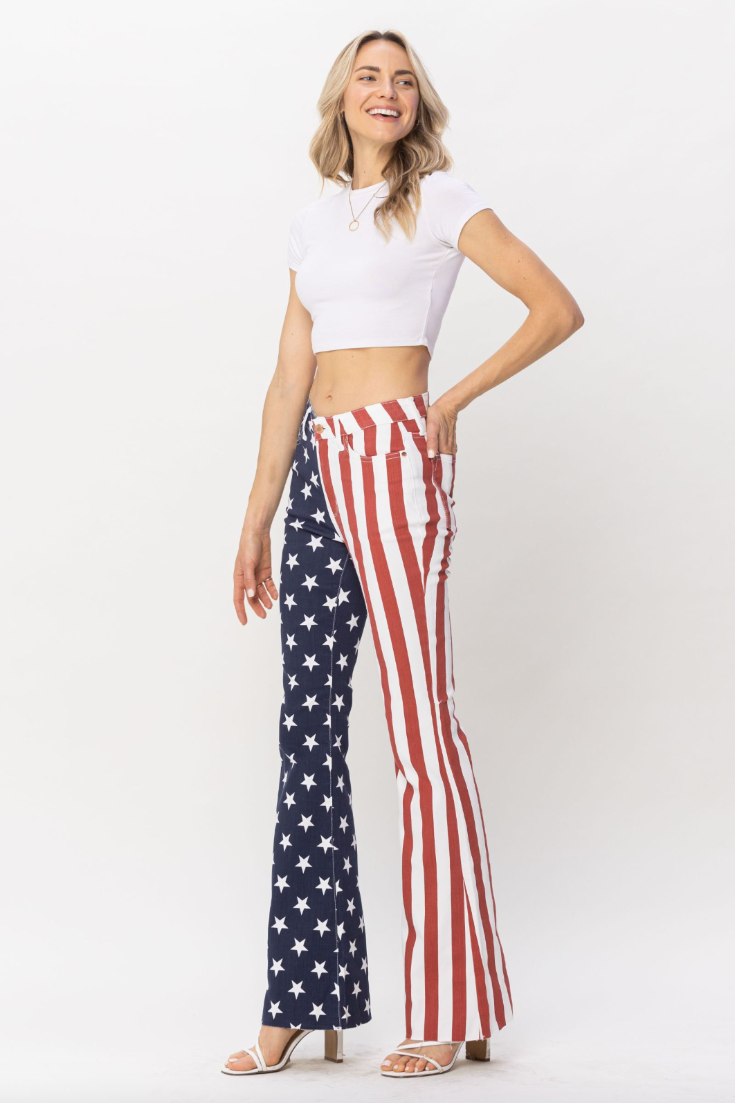 Judy Blue American Flag Print Flare Jeans