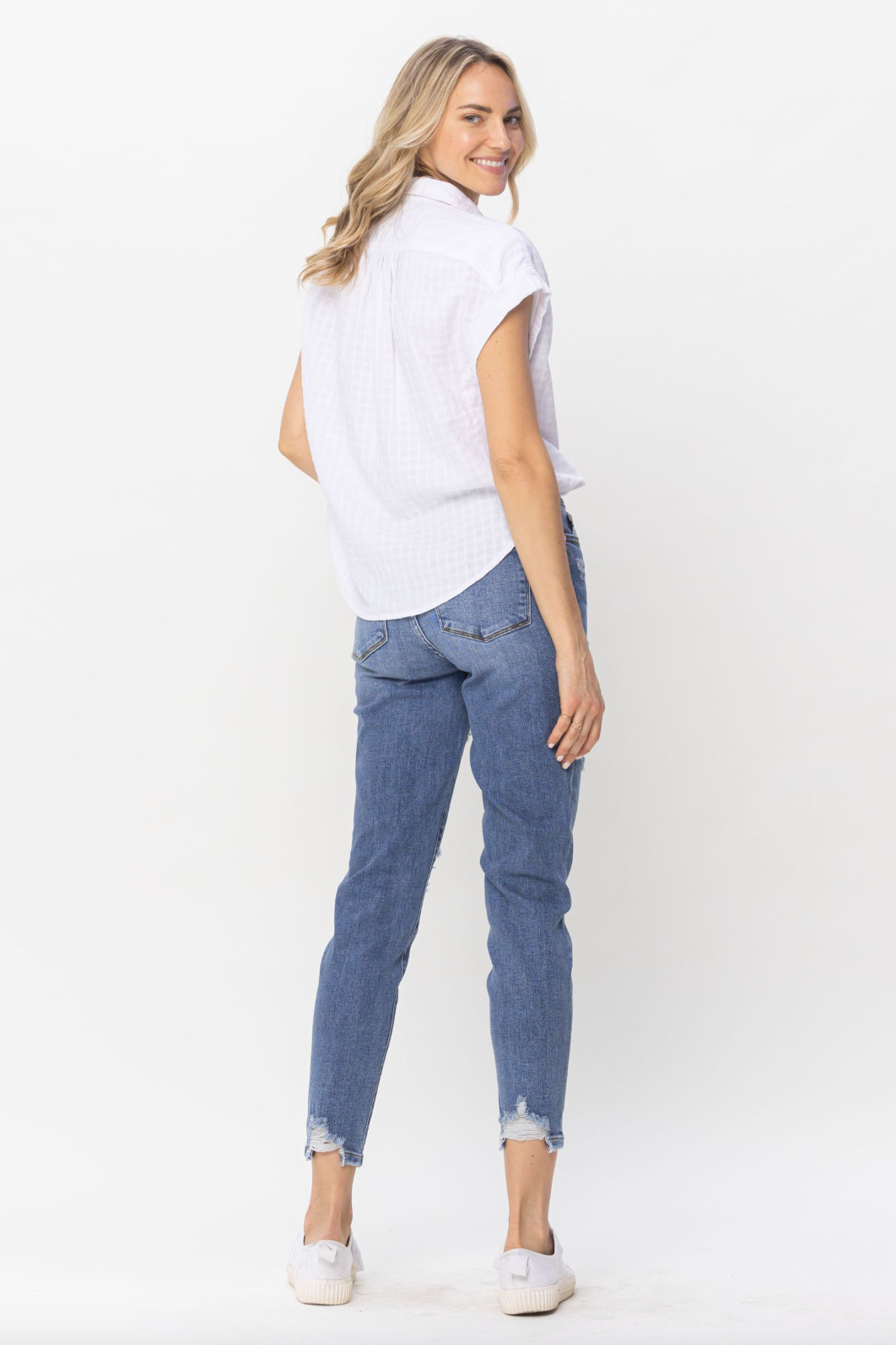 Judy Blue Patched Girlfriend Jeans