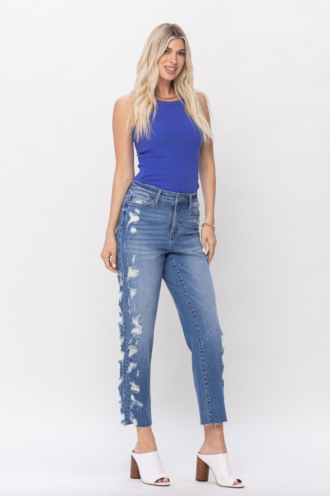 Judy Blue Destroyed Sideseam Crop Jeans