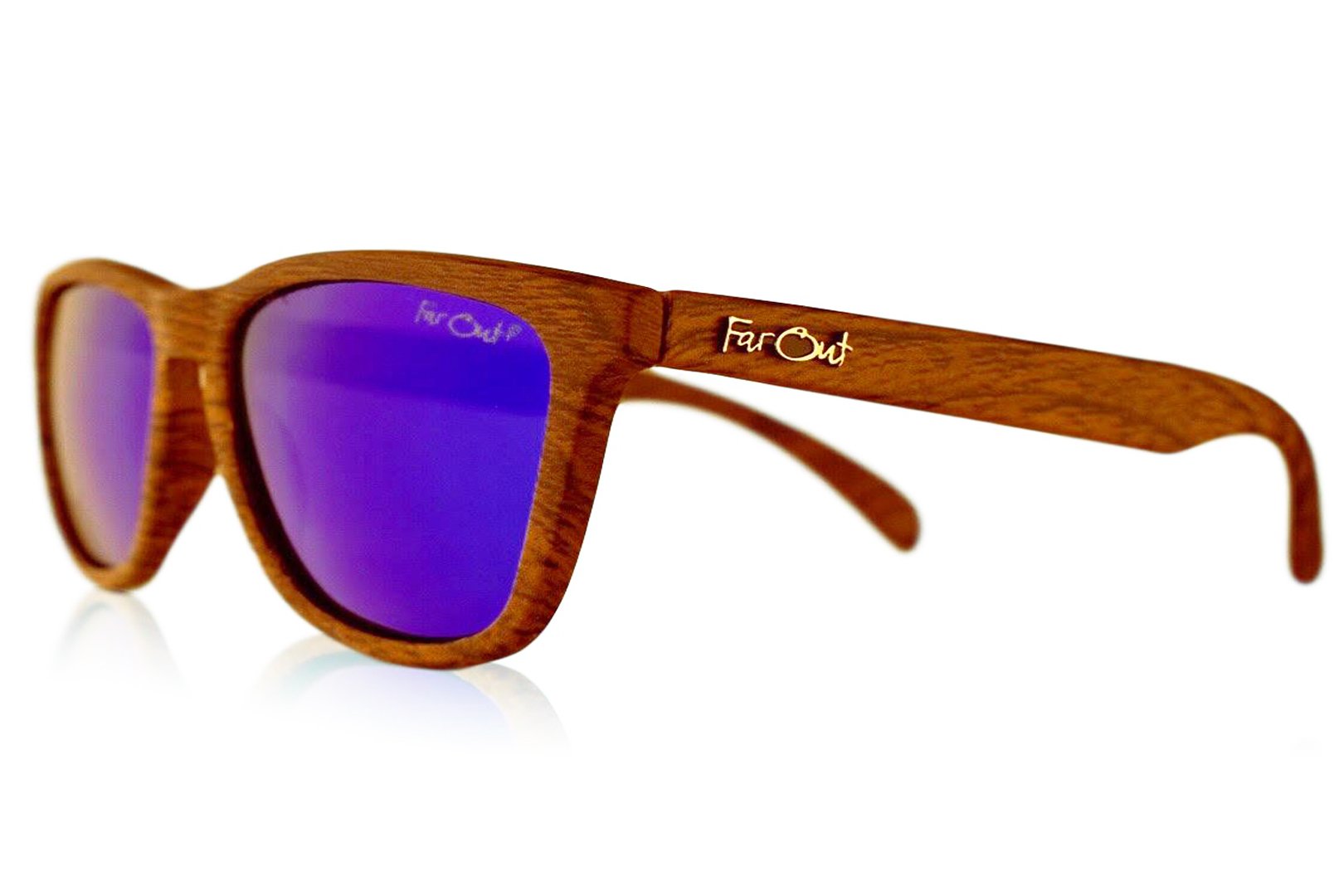 FarOut Sunglasses - Wood Grain Brown Polarized Premiums Blue Lens
