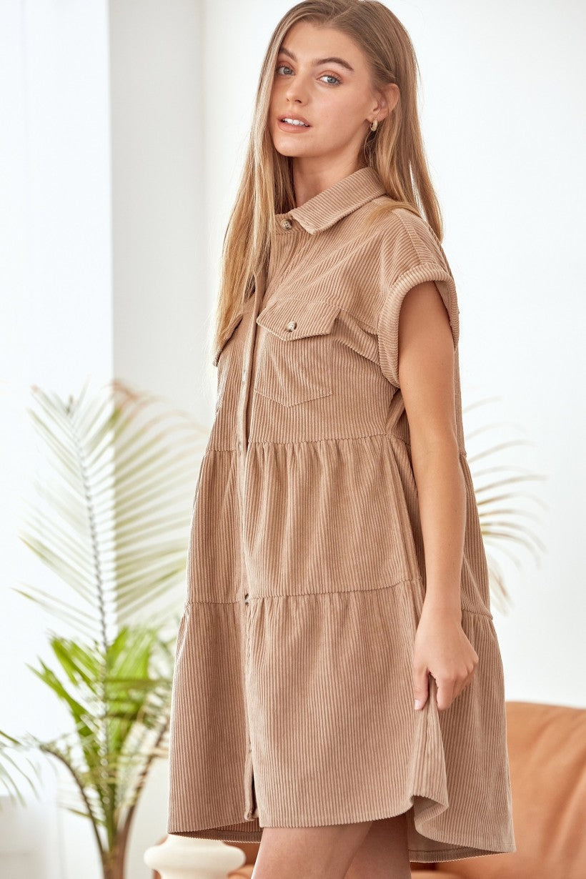 Missing Home Corduroy Dress - Mocha