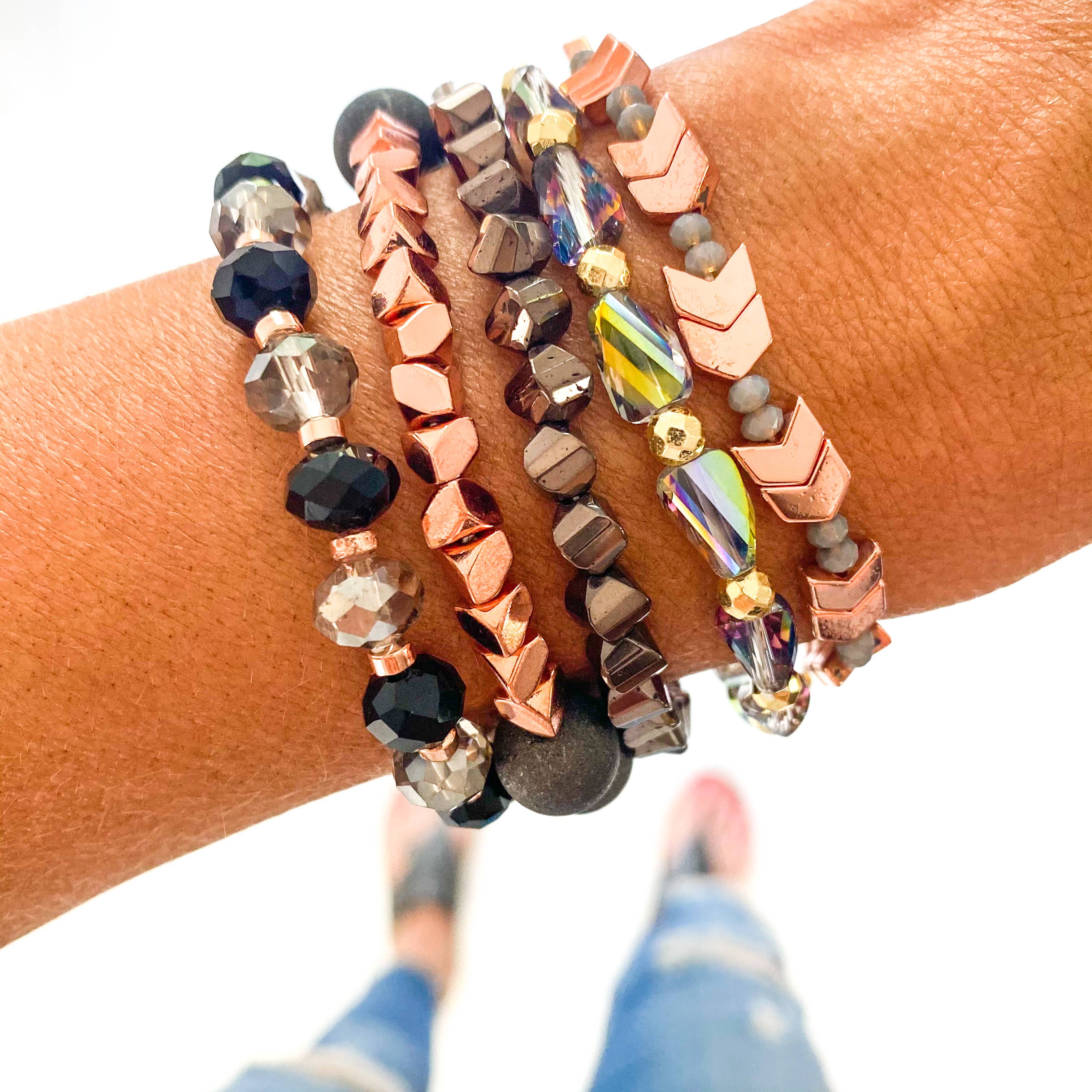 Milk Chocolate & Rose Gold Bracelet Stack