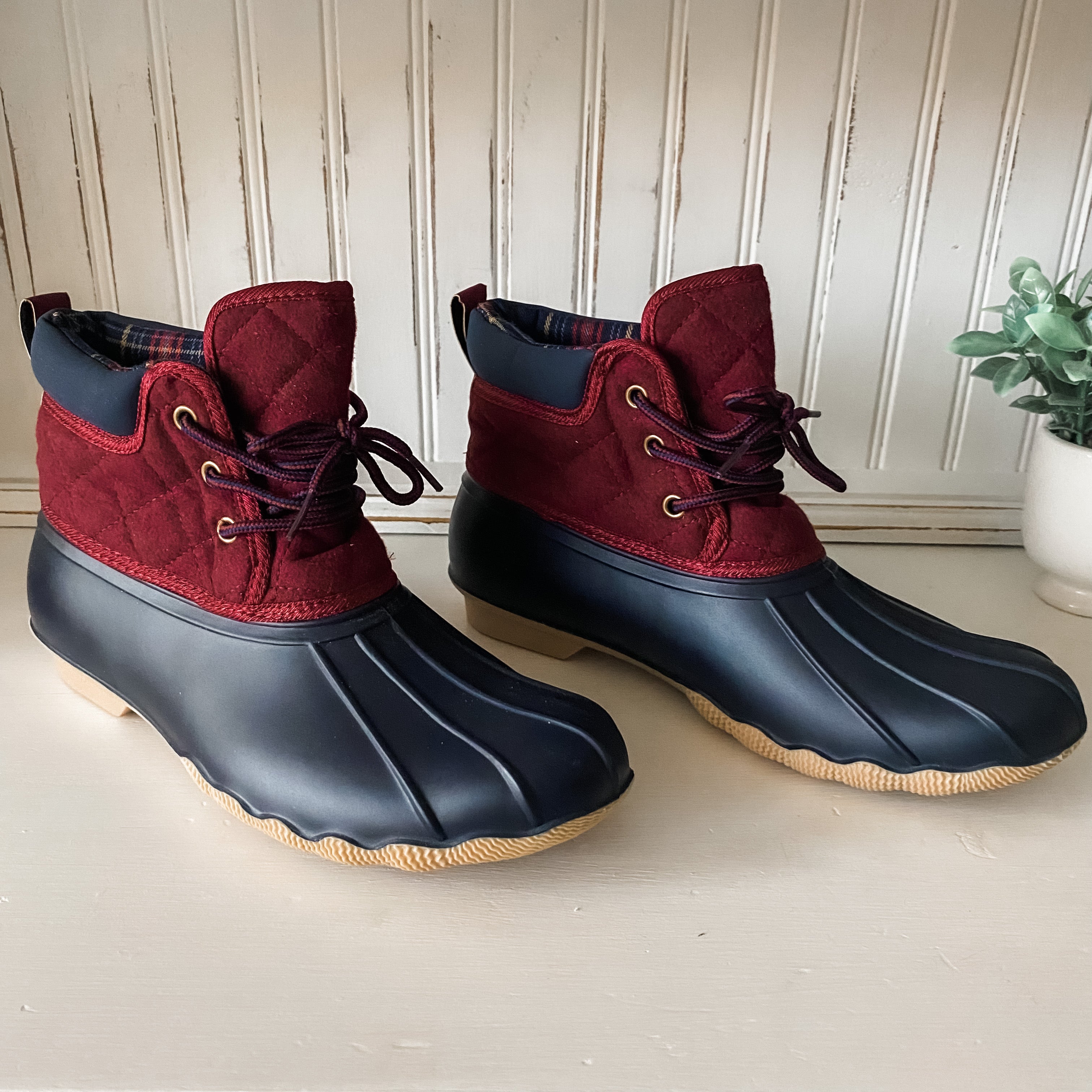 Quack Duck Boot - Navy/Red