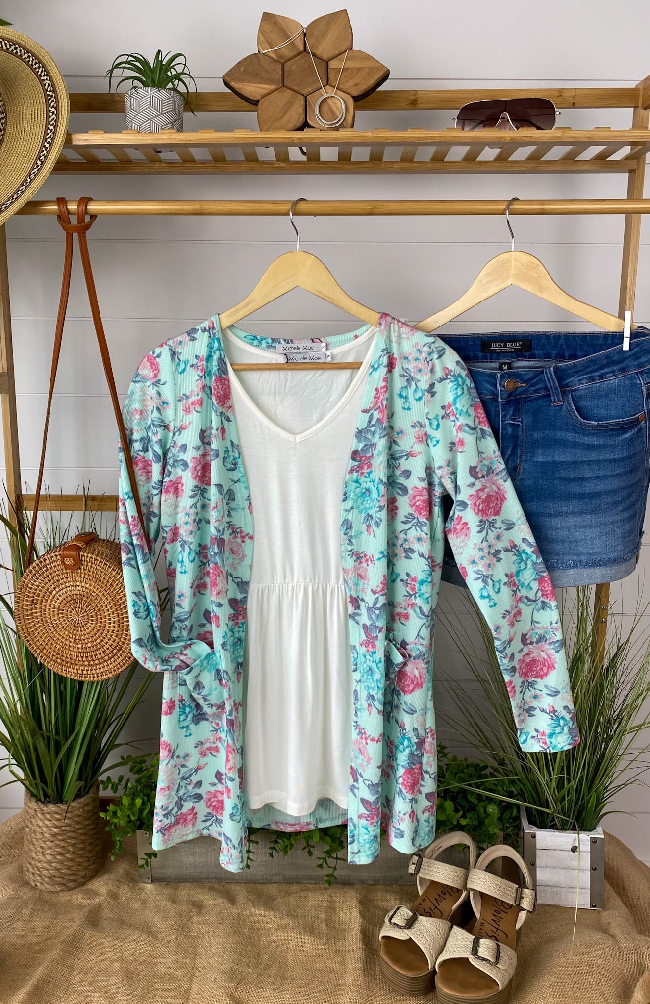 Anytime You Want Floral Cardigan - Mint