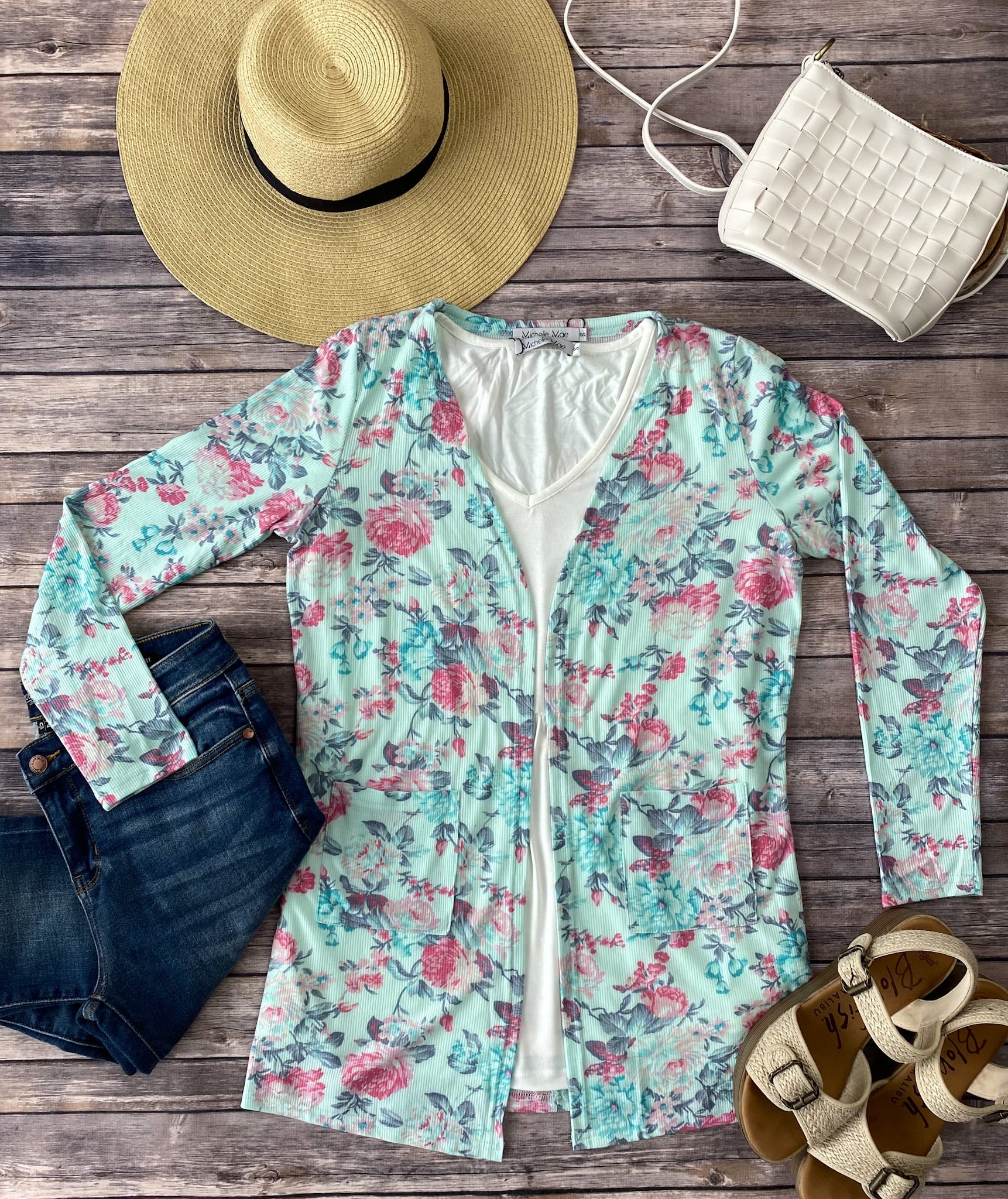 Anytime You Want Floral Cardigan - Mint