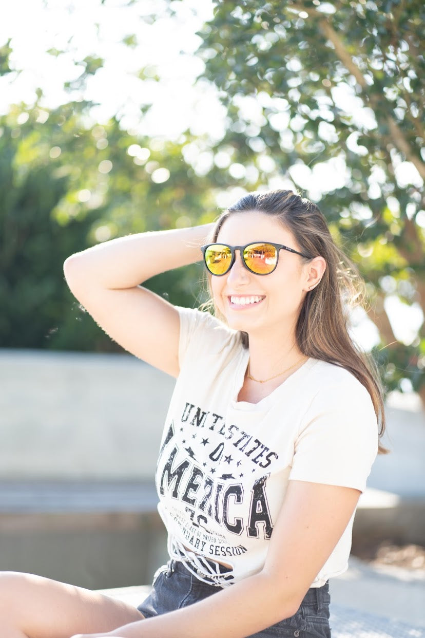 FarOut Sunglasses - Black Polarized Rounders Pink Lens