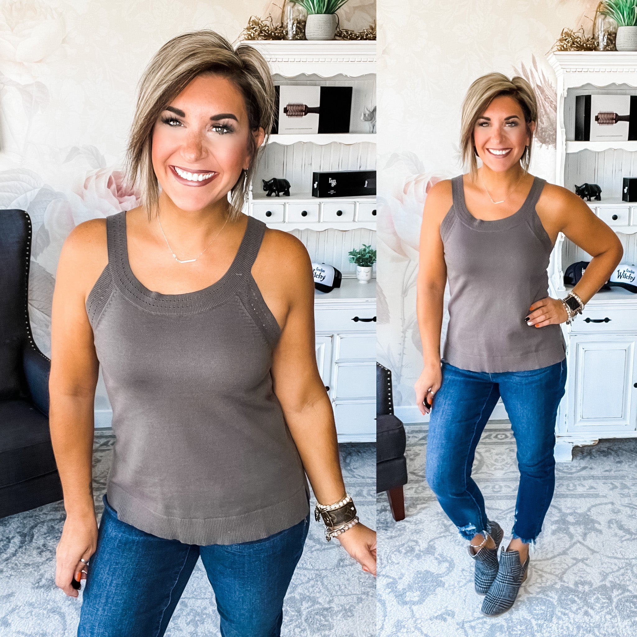 Forever Mine Sweater Tank - Charcoal