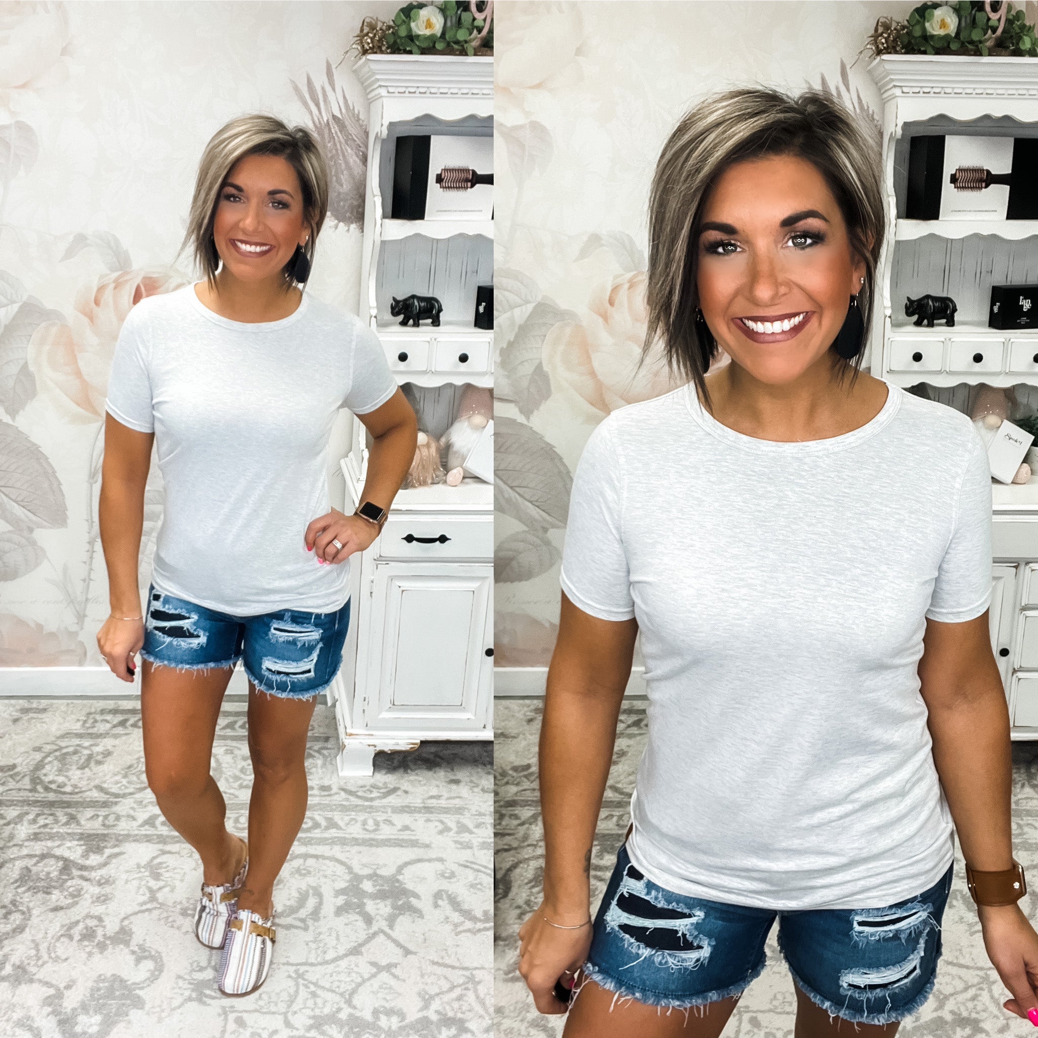 Ampersand Avenue Crew Neck Lulu Tee - Grey