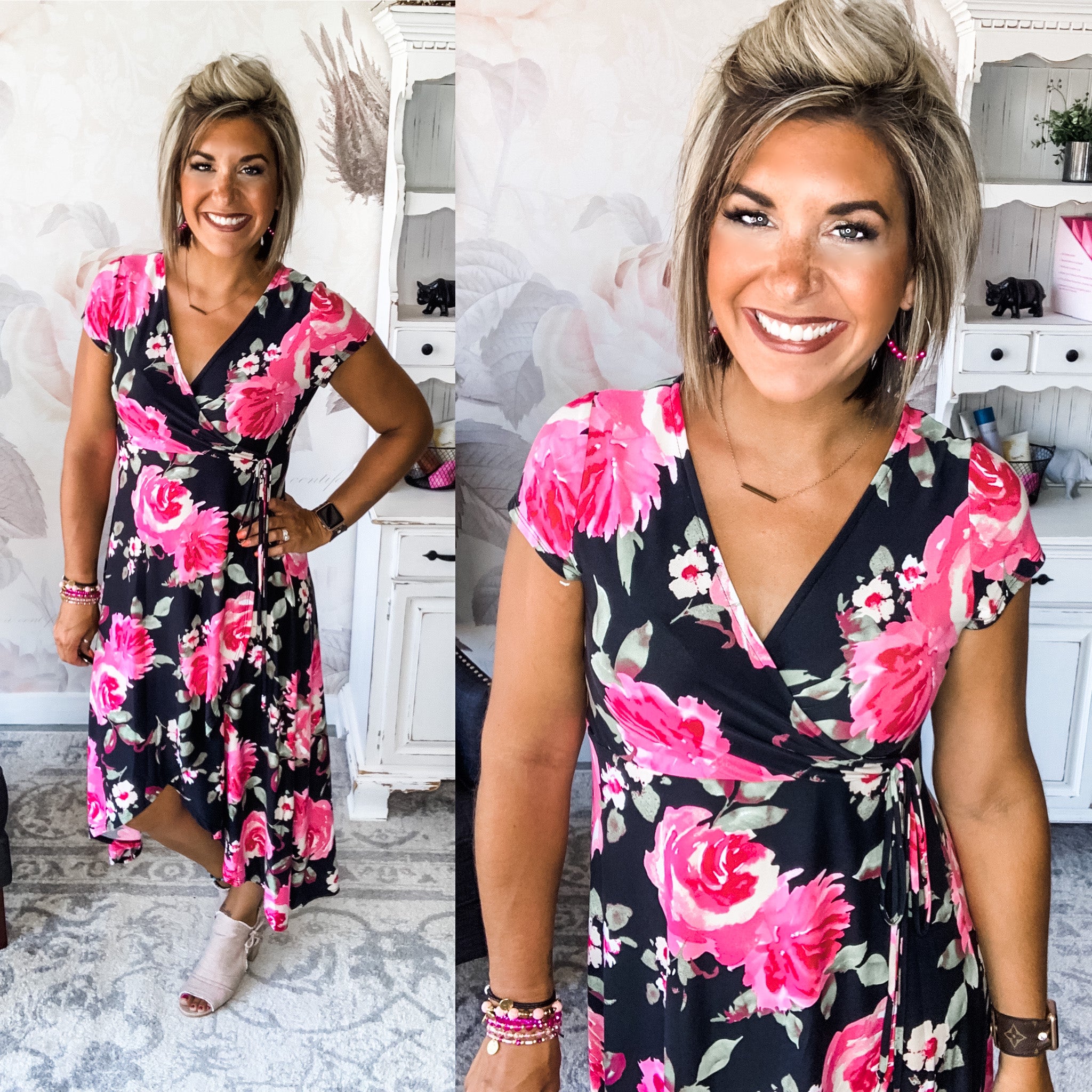 Take Me Away Floral Maxi Dress - Black