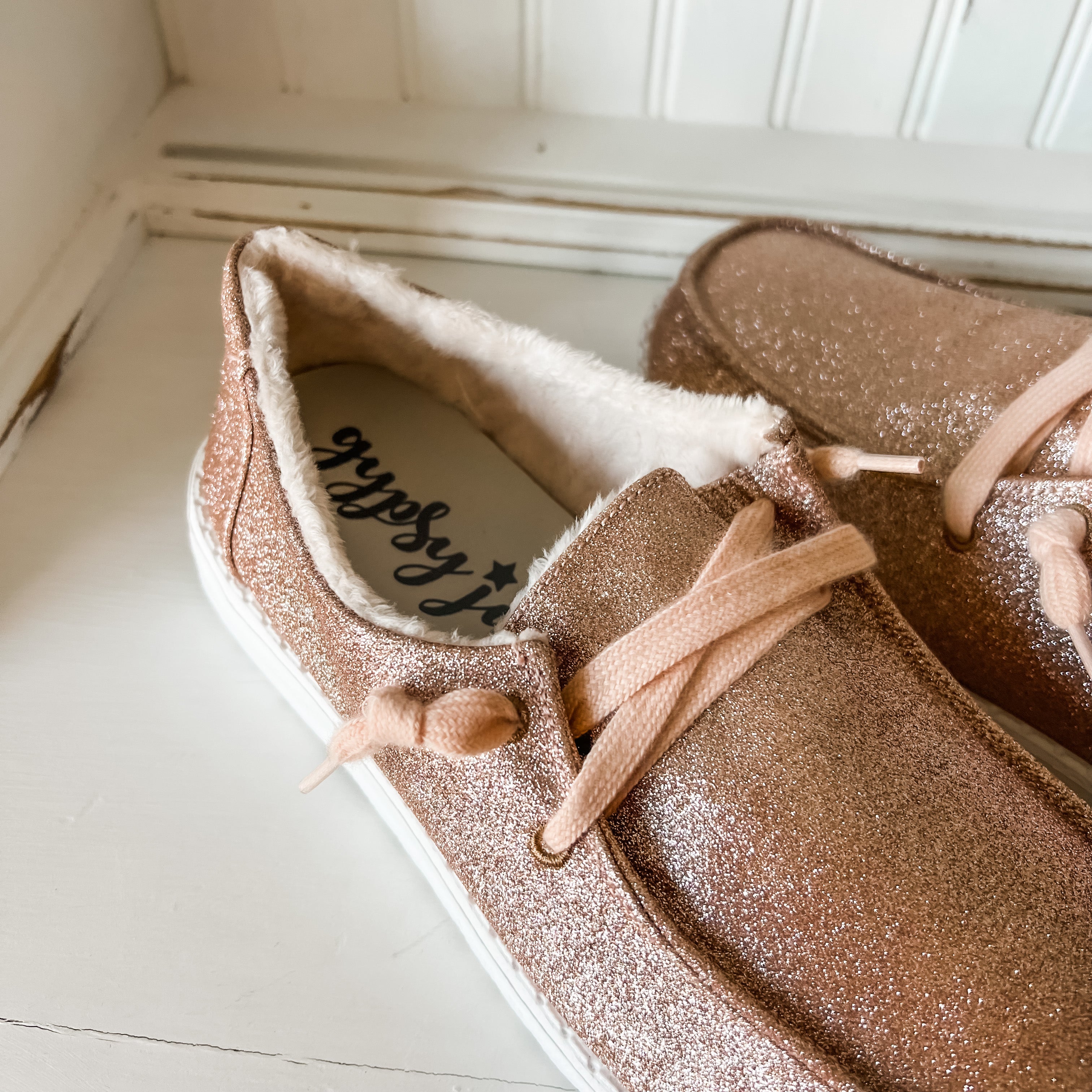 Holly Glitter Slip-on Shoes - Blush