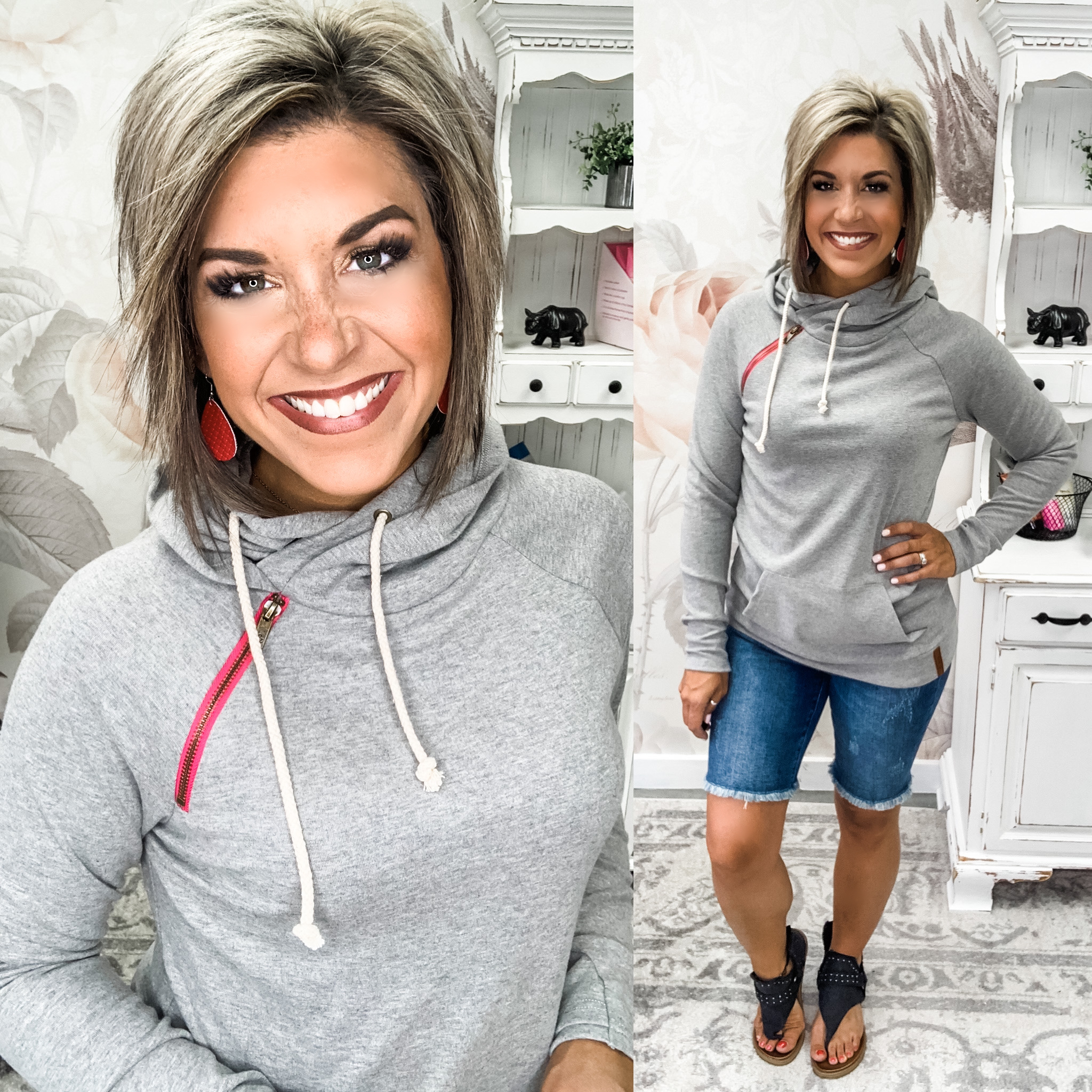 Ampersand Avenue Basic Doublehood™ Sweatshirt Pop of Pink
