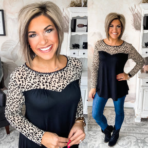 Just a Flirt Lace Detail Long Sleeve Top - Taupe
