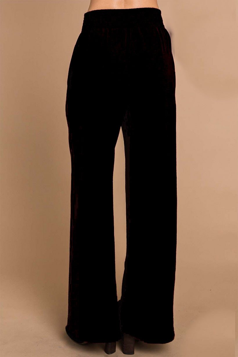 Smocked Waist Air Flow Pants - Black