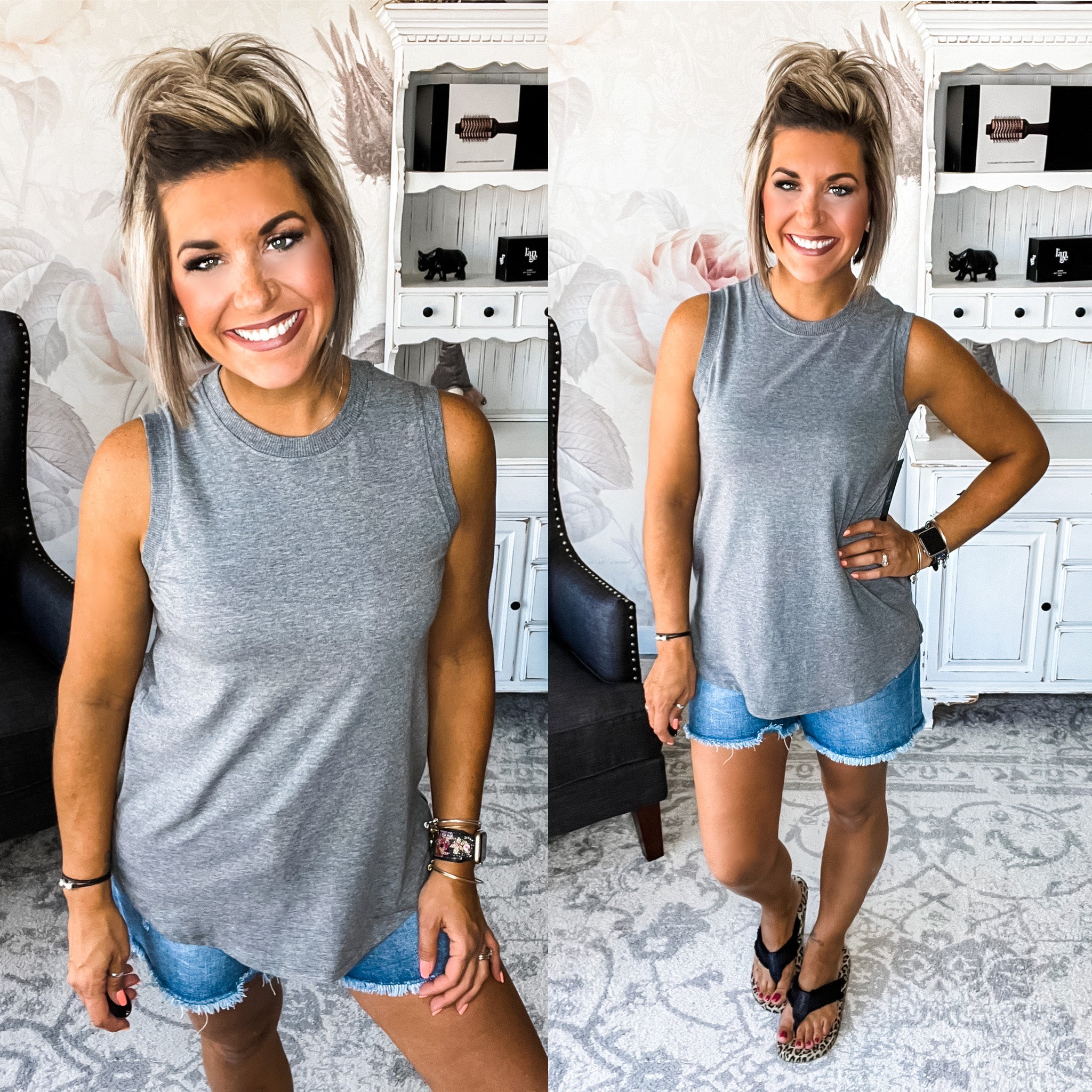 Time To Go Muscle Tank - Heather Grey