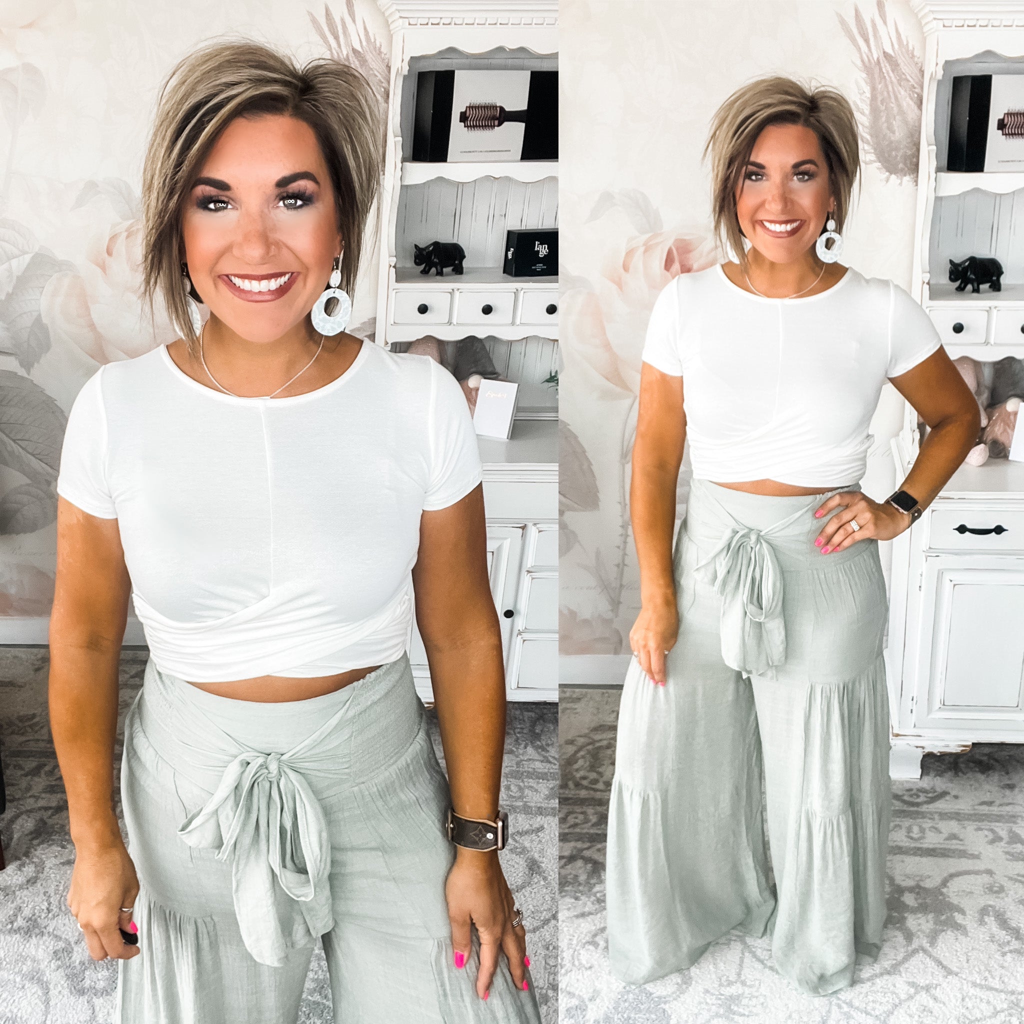 To the Moon Twist Front Crop Top - Ivory