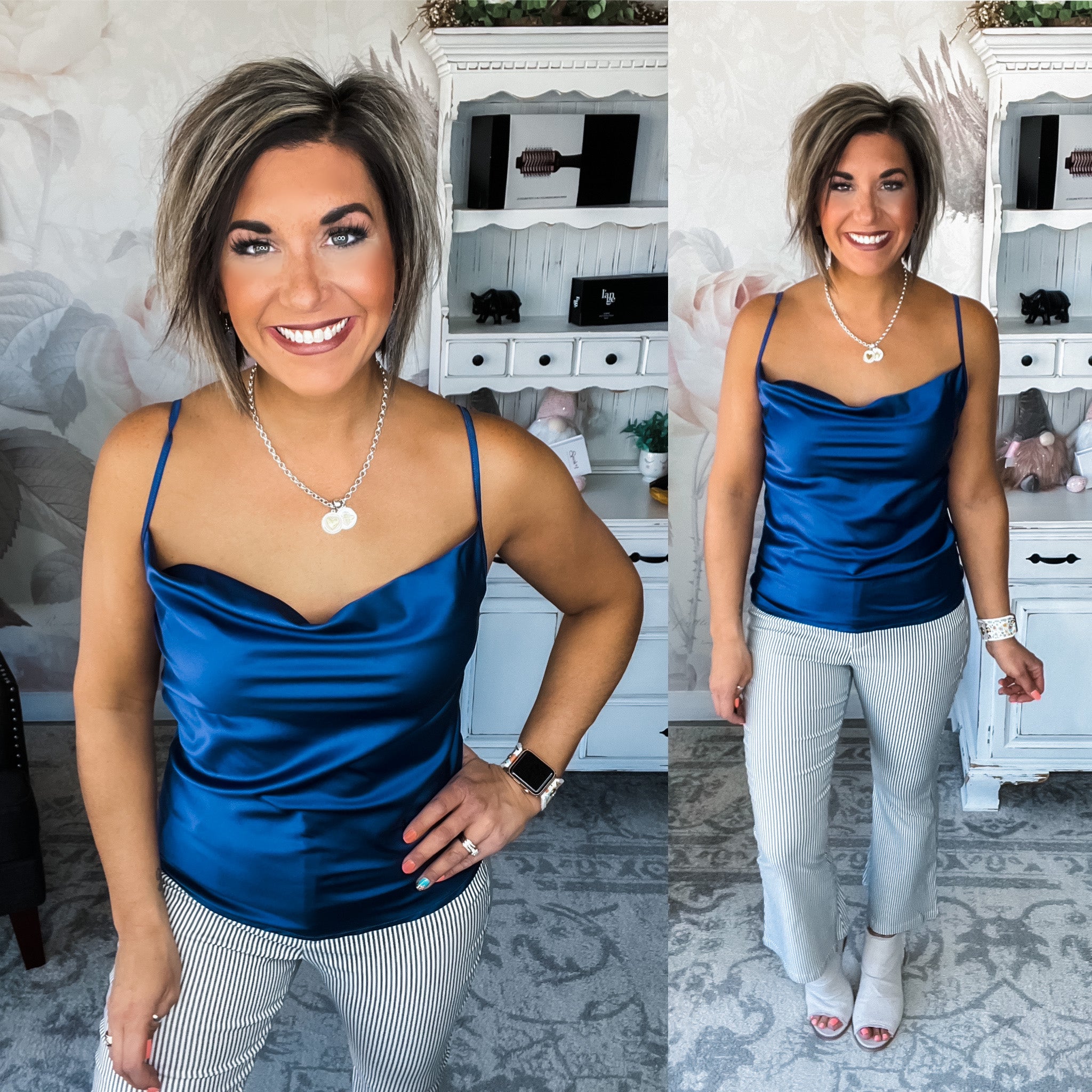 Wake You Up Satin Camisole - Royal Blue