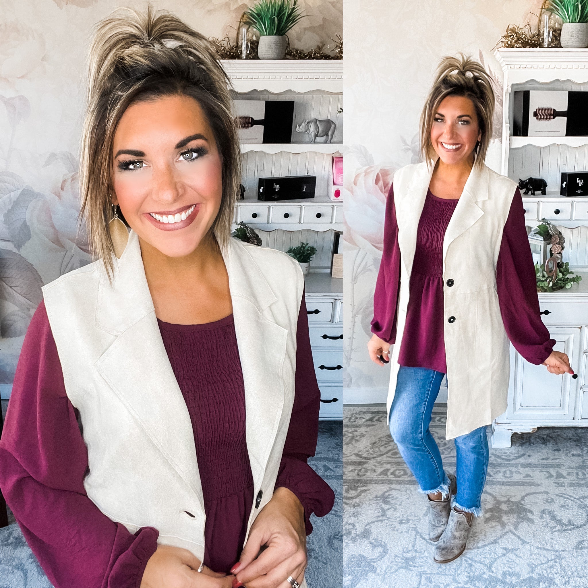 Wishing for Change Smocked Top - Plum