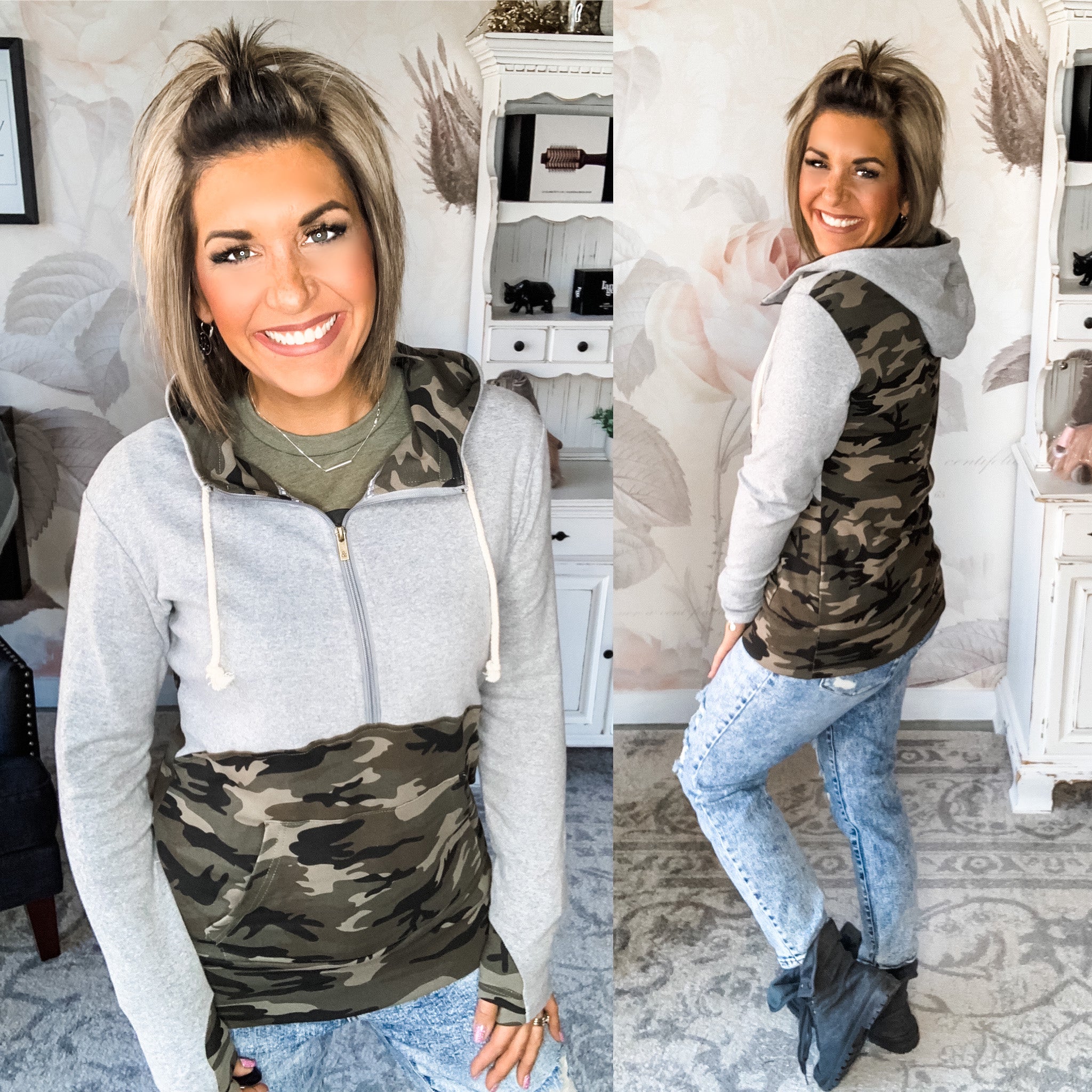 Ampersand Avenue - Halfzip Hoodie Cadet Cutie