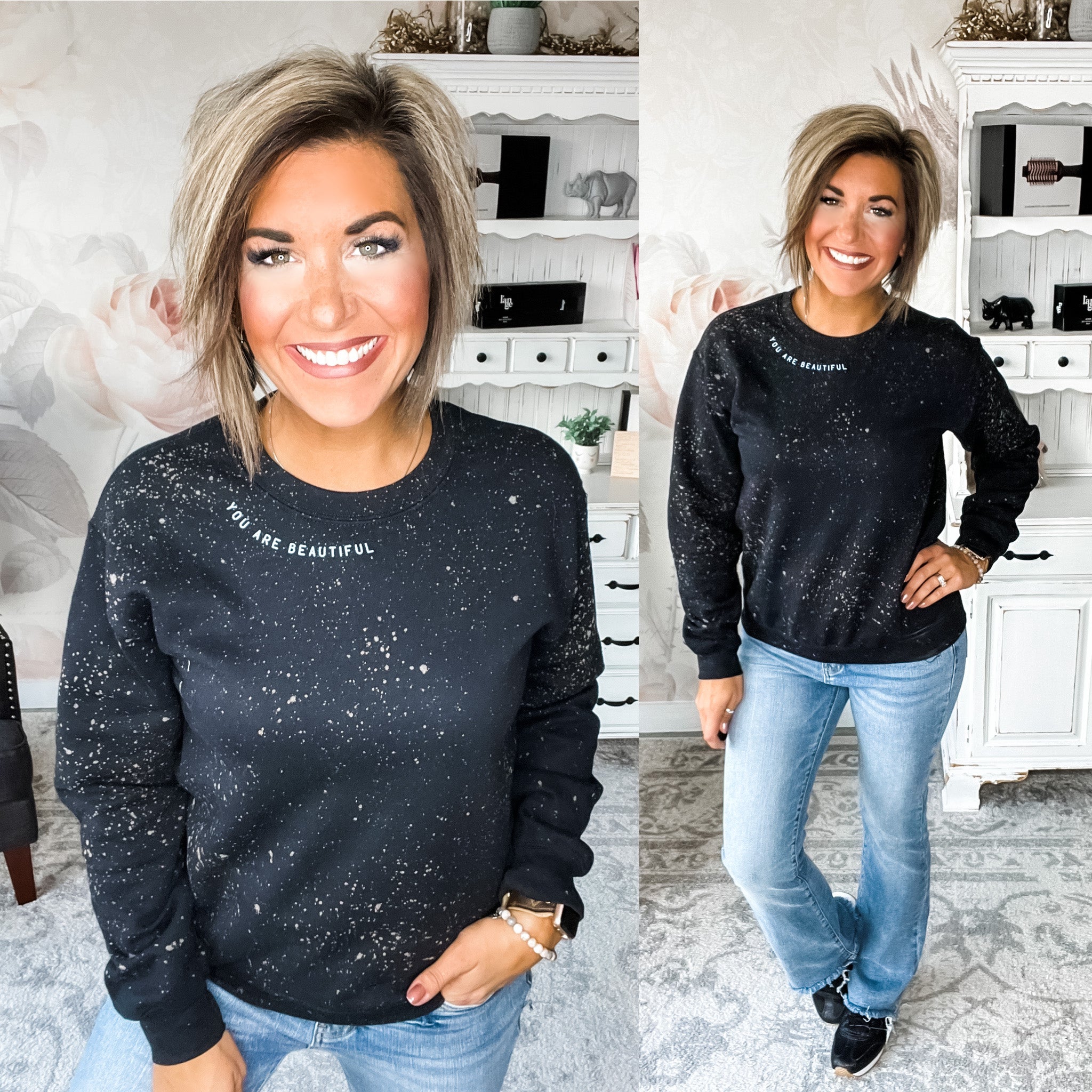 You Are Beautiful Bleached Sweatshirt