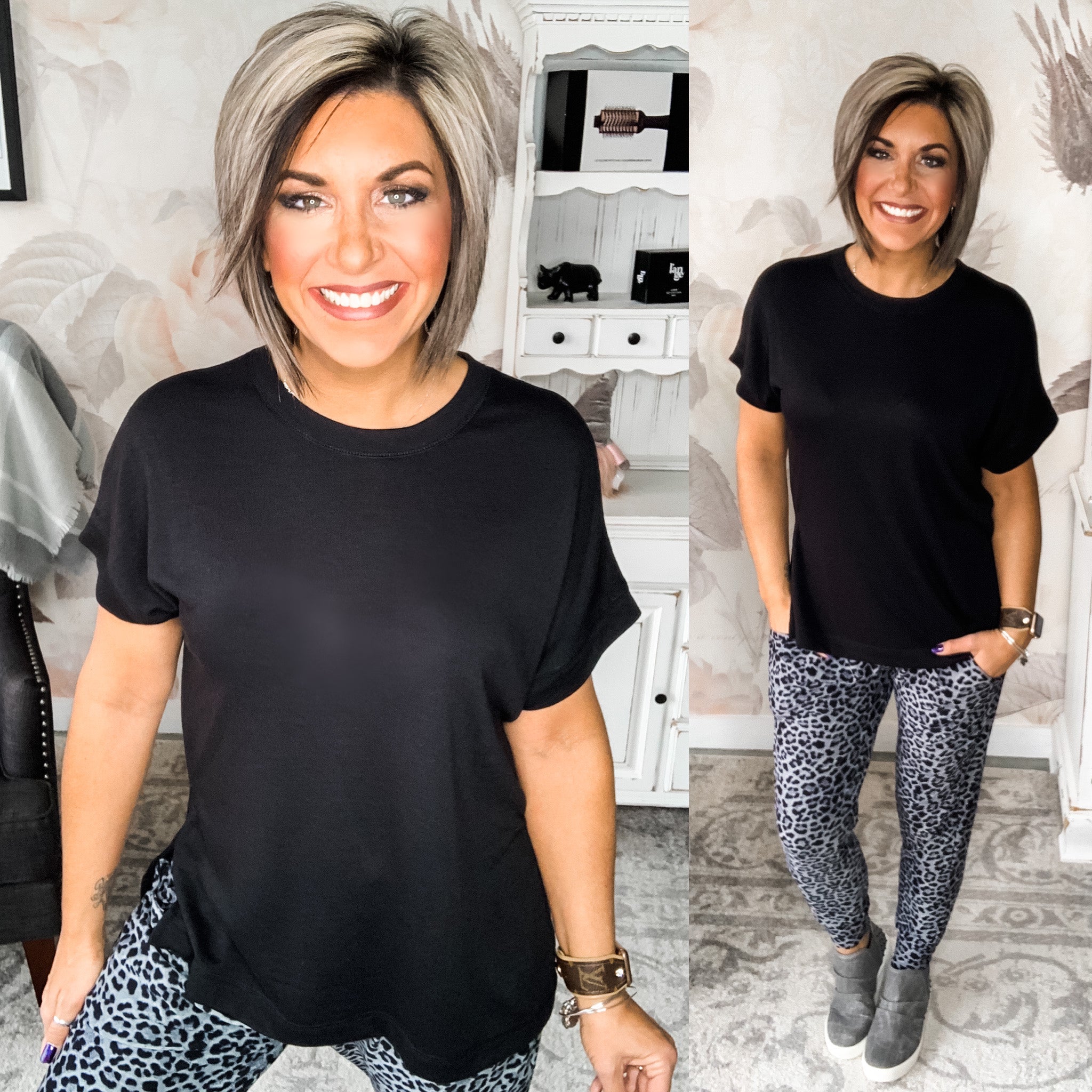 Simply The Best Harem Pants - Grey Leopard Print