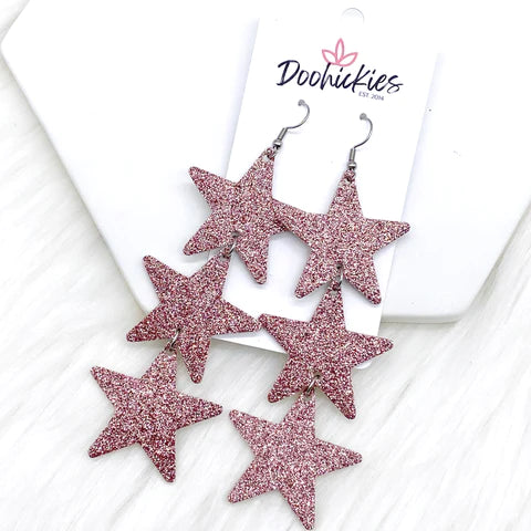 4" Disco Star Drops - Blush Glitter