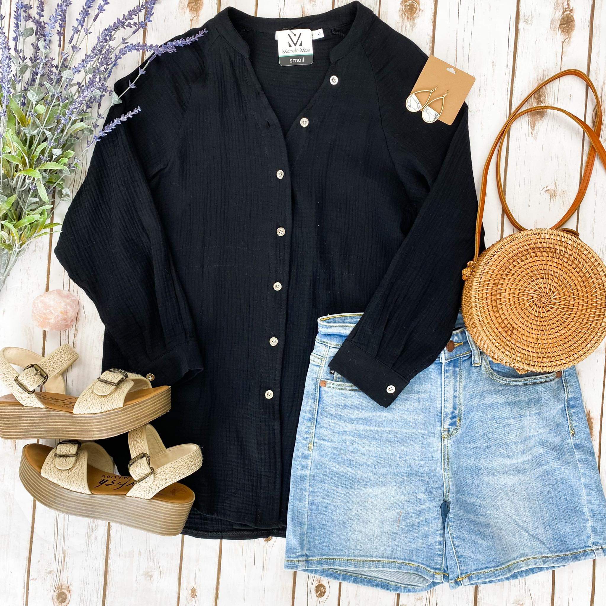 Simple Pleasures Button Down - Black