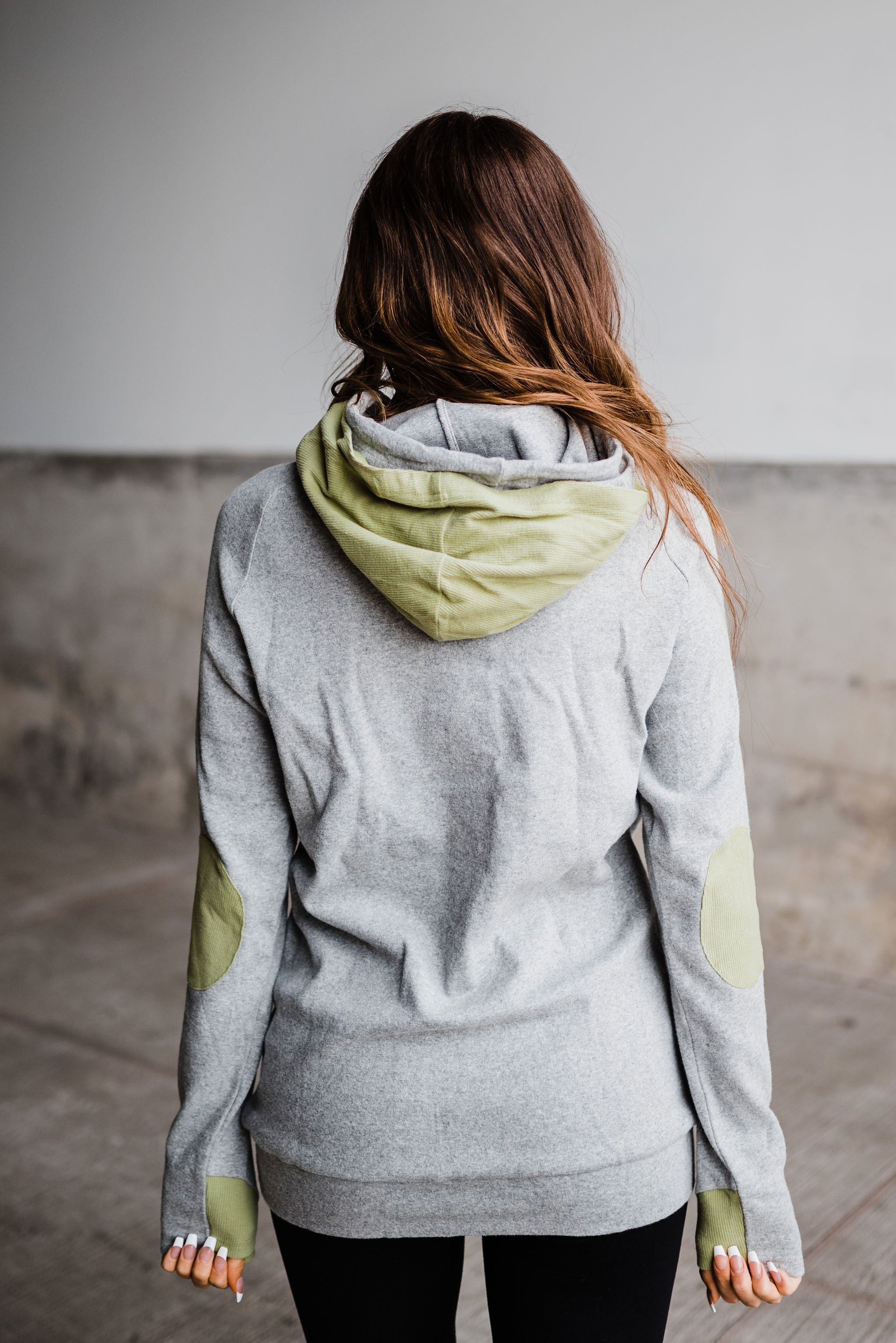 Ampersand Avenue Doublehood™ Sweatshirt - Ribbed Elbow Patch - Pistachio