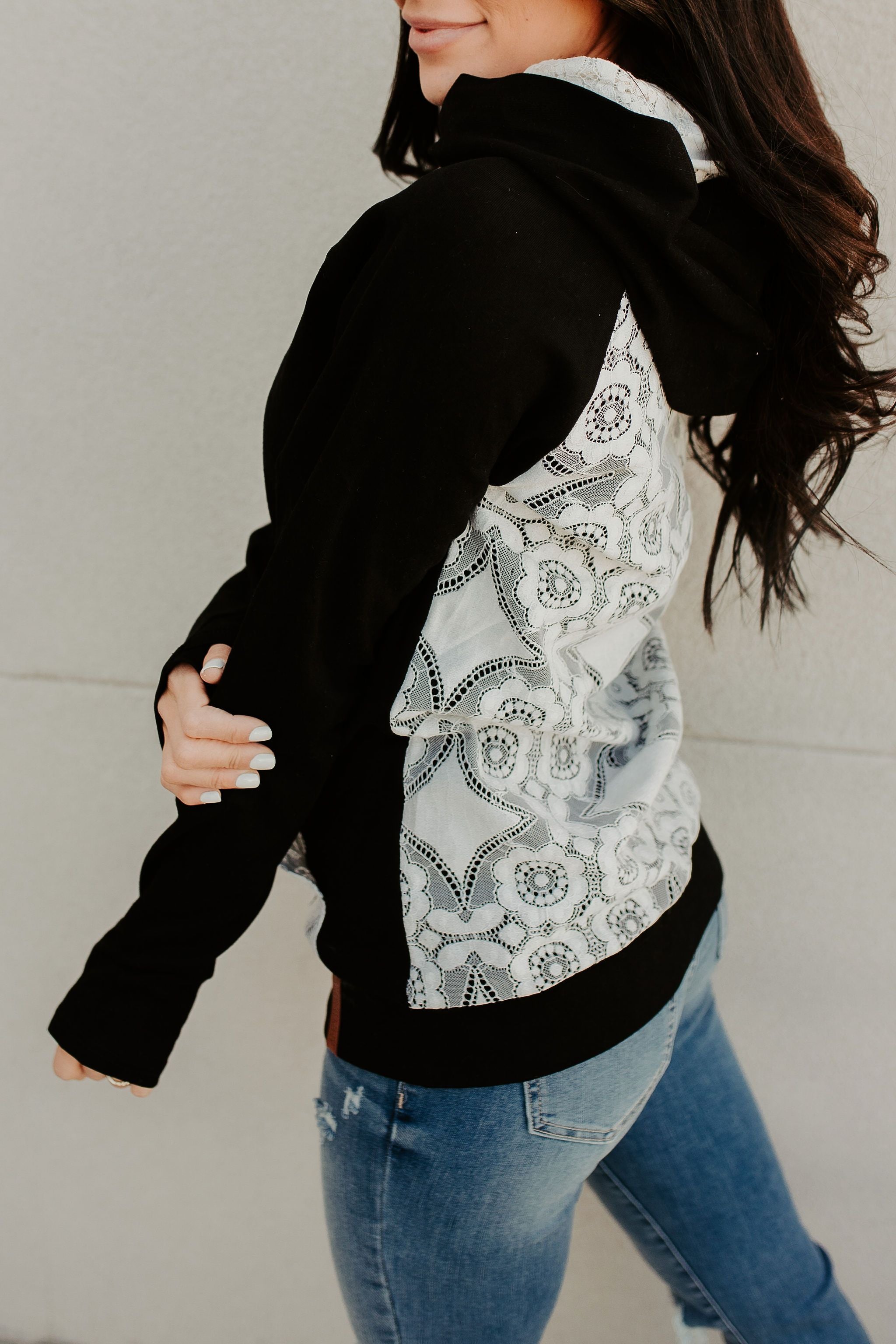 Ampersand Avenue Doublehood™ Sweatshirt - Lovely Lace Black