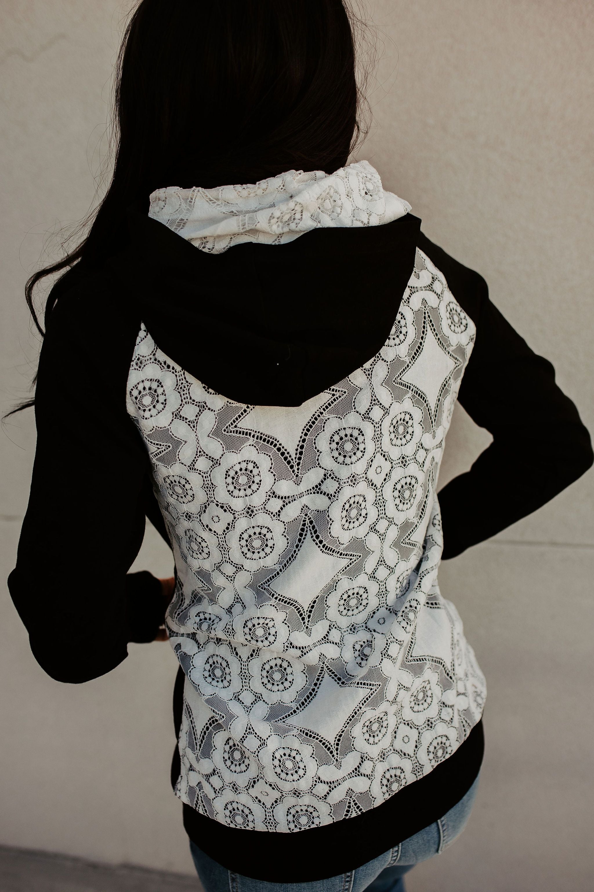 Ampersand Avenue Doublehood™ Sweatshirt - Lovely Lace Black