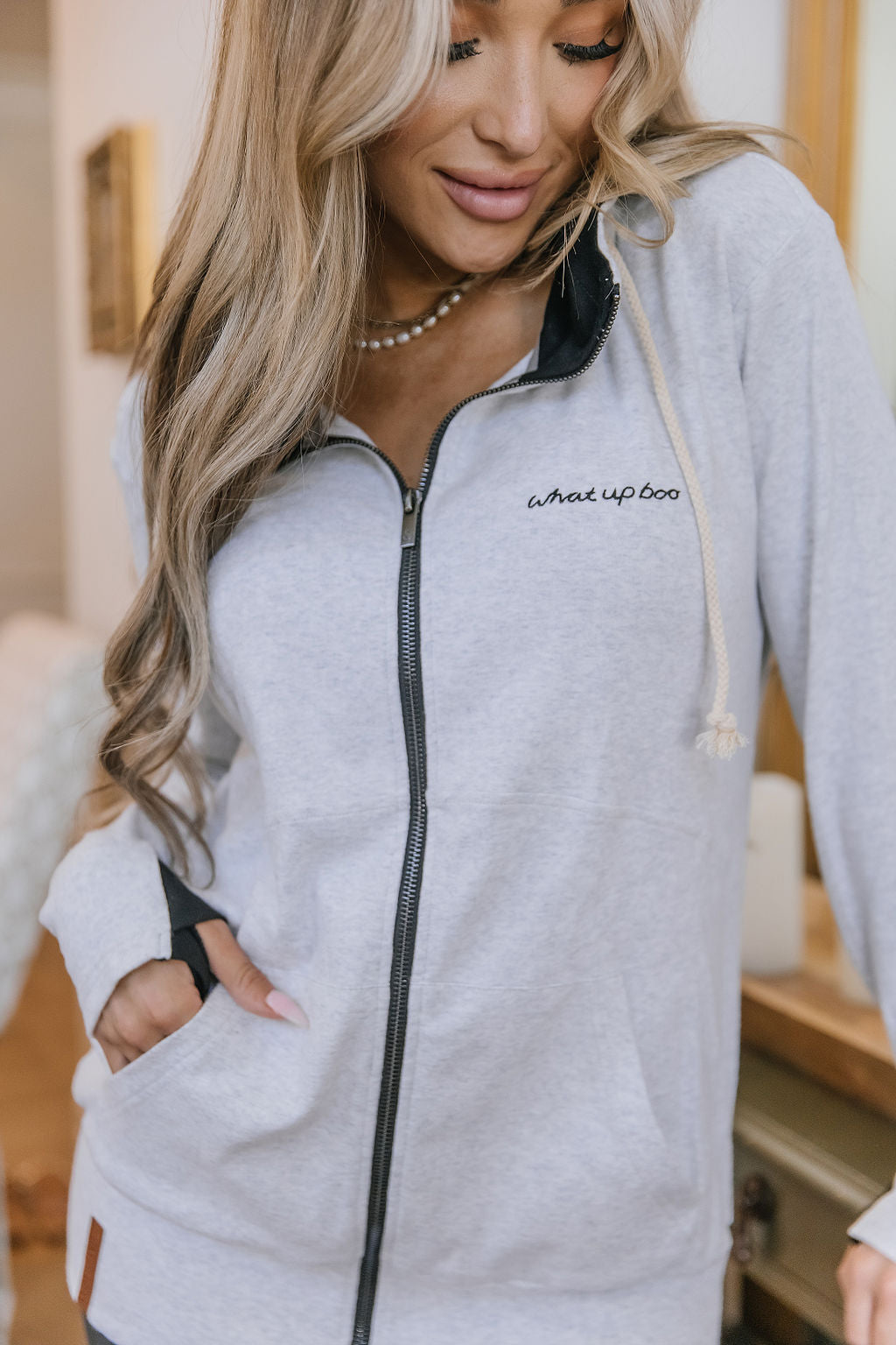 Ampersand Avenue Fullzip Sweatshirt - What Up Boo