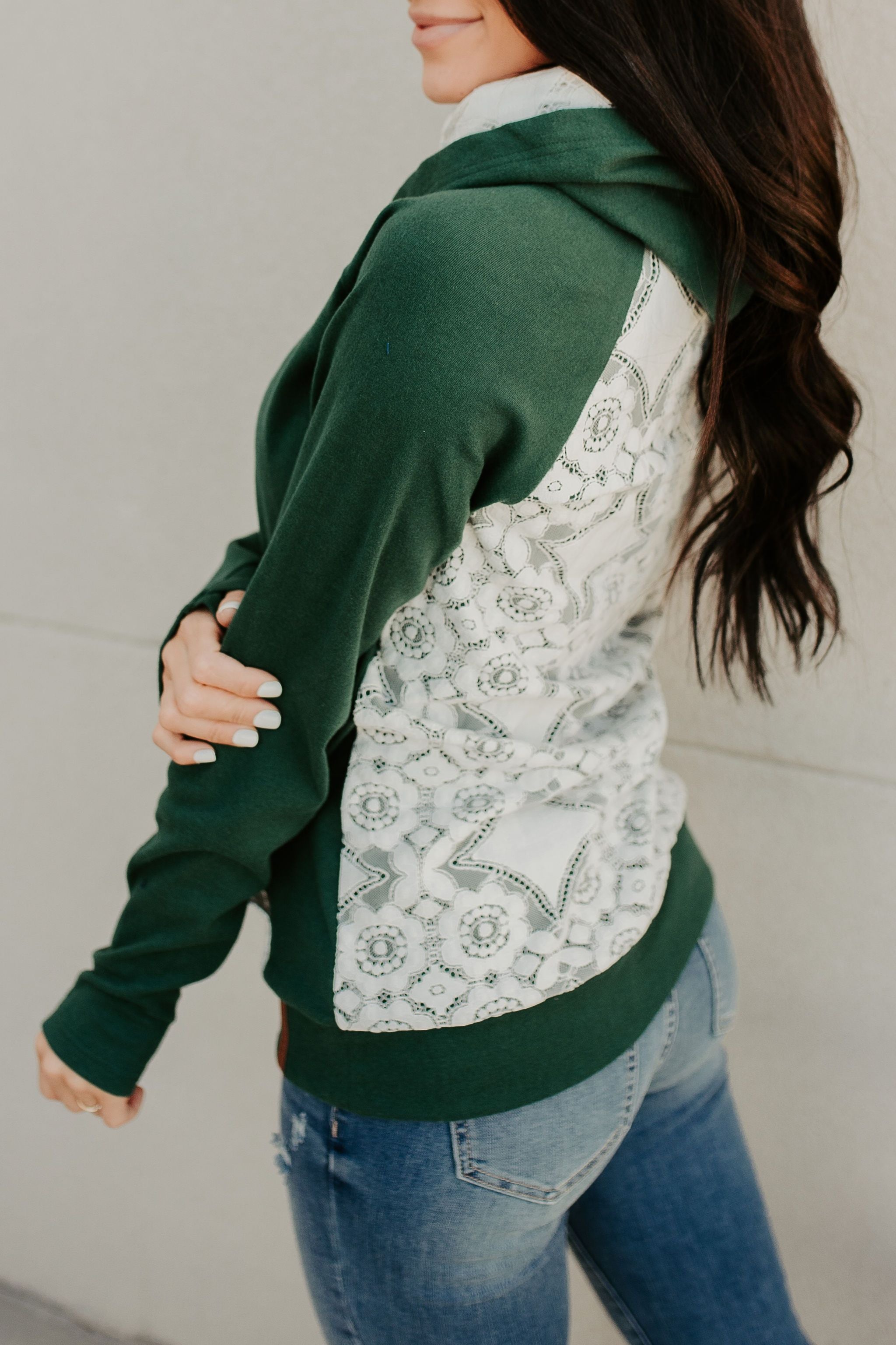 Ampersand Avenue Doublehood™ Sweatshirt - Lovely Lace Evergreen