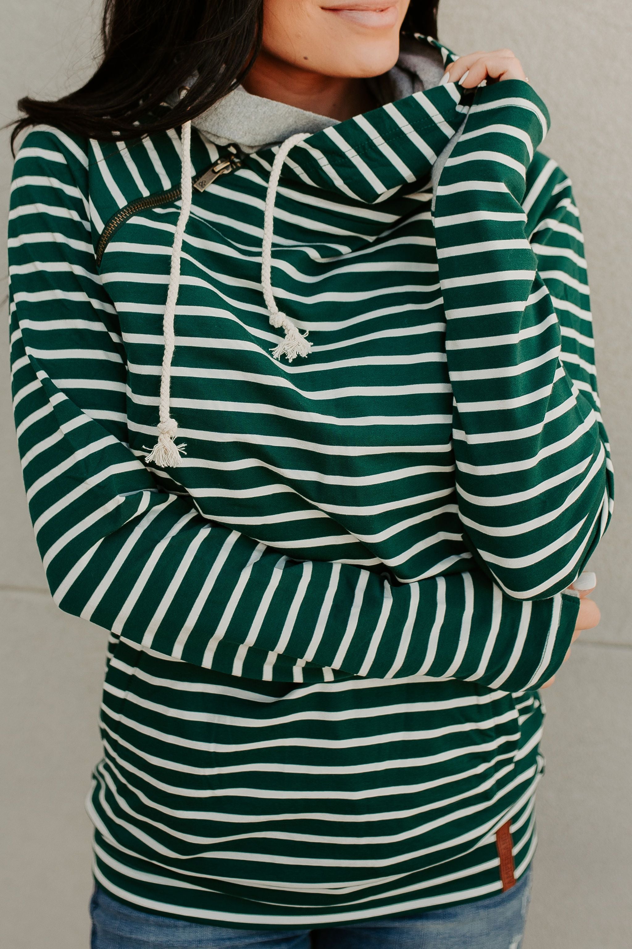 Ampersand Avenue Doublehood™ Sweatshirt Line It Up Spruce & Grey