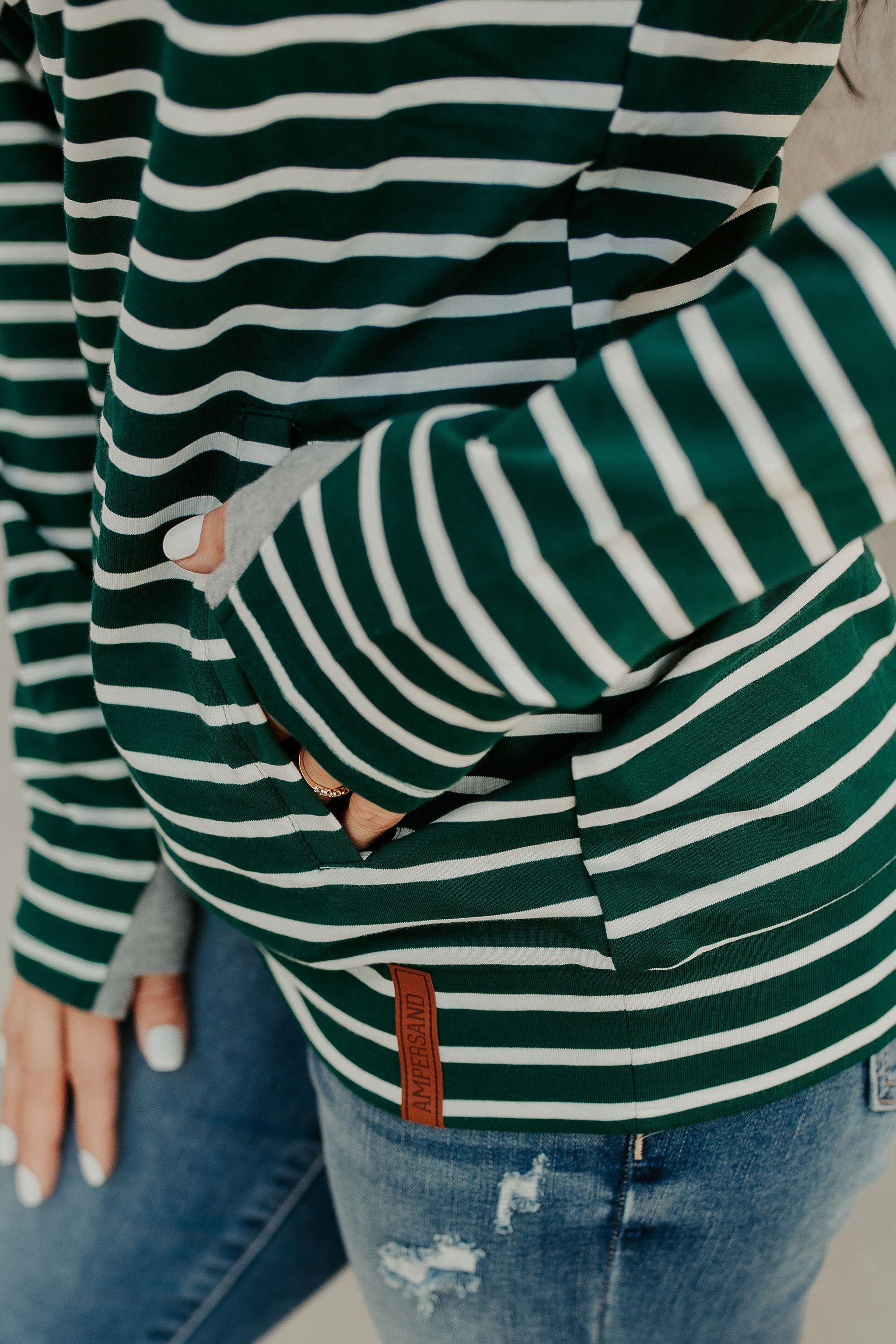 Ampersand Avenue Doublehood™ Sweatshirt Line It Up Spruce & Grey