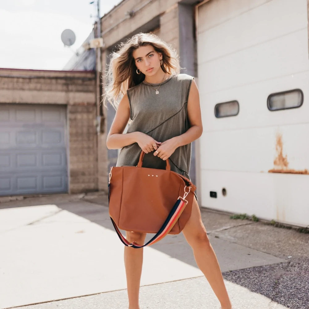 Kaia Vegan Leather Travel Bag - Brown