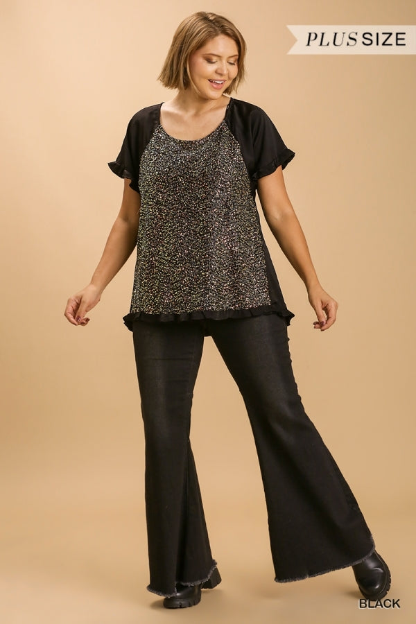 Please Don't Go Sequin Blouse - Black